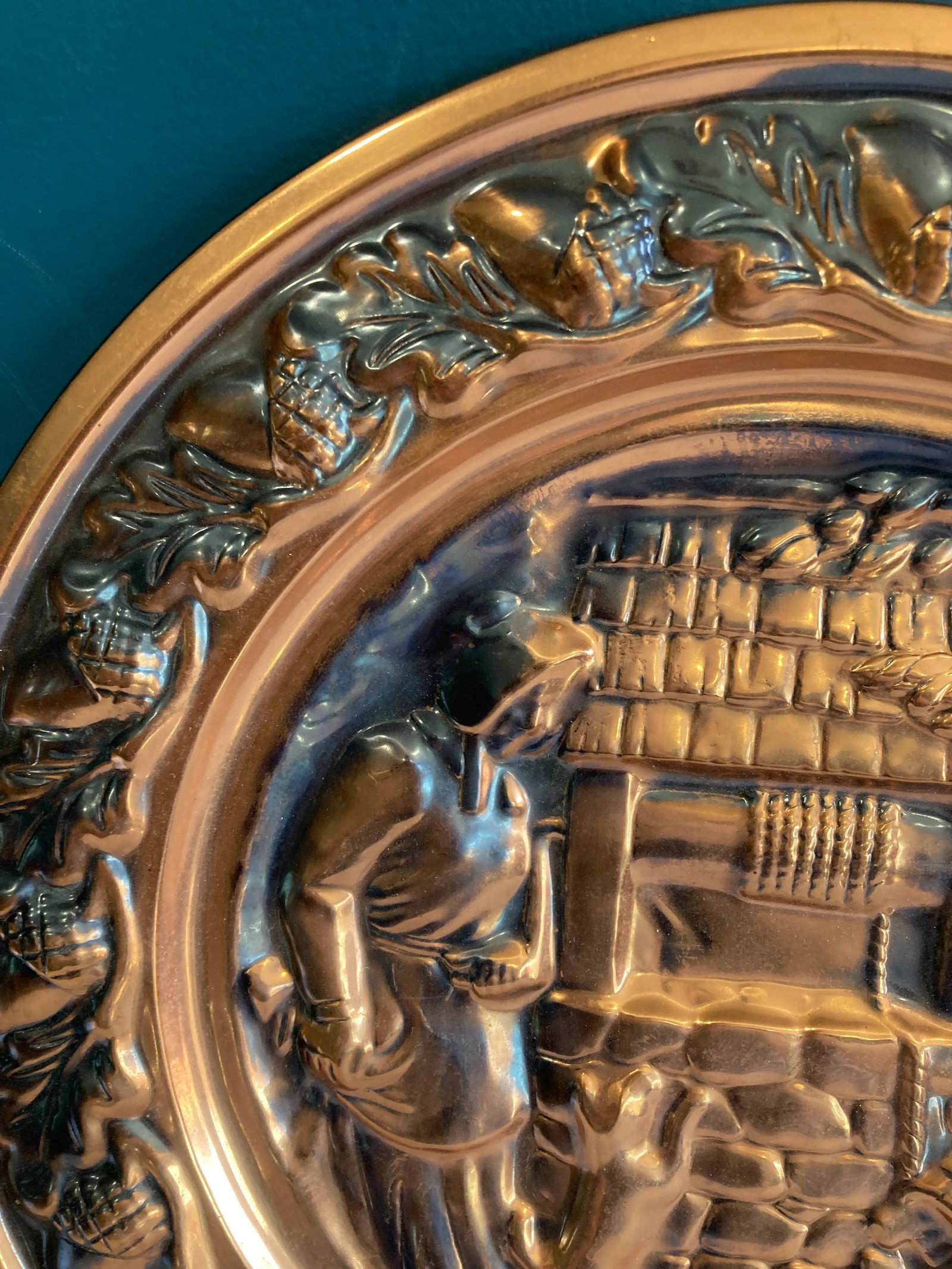 Vintage Embossed Copper Decorative Plate - 2