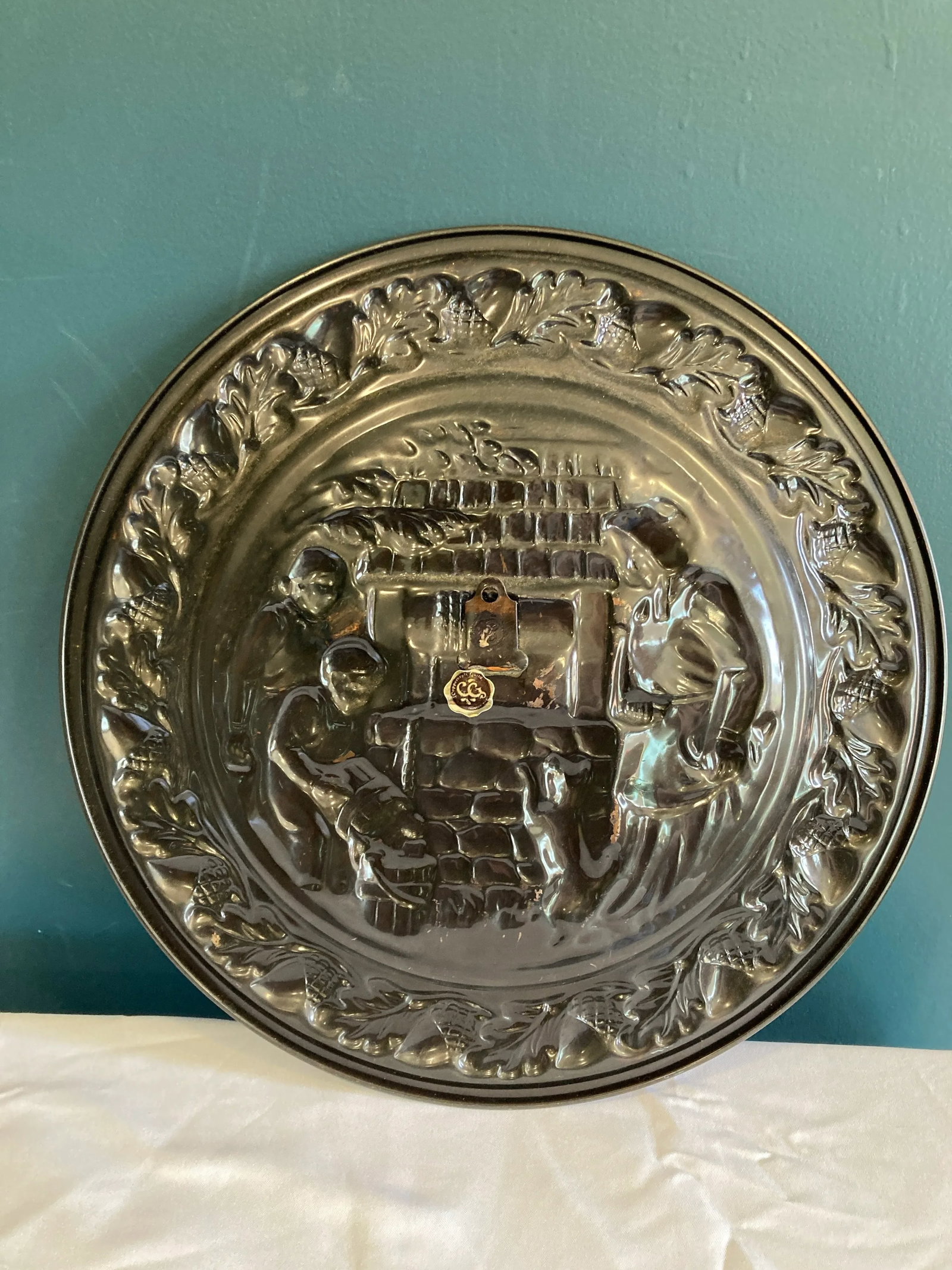 Vintage Embossed Copper Decorative Plate - 5
