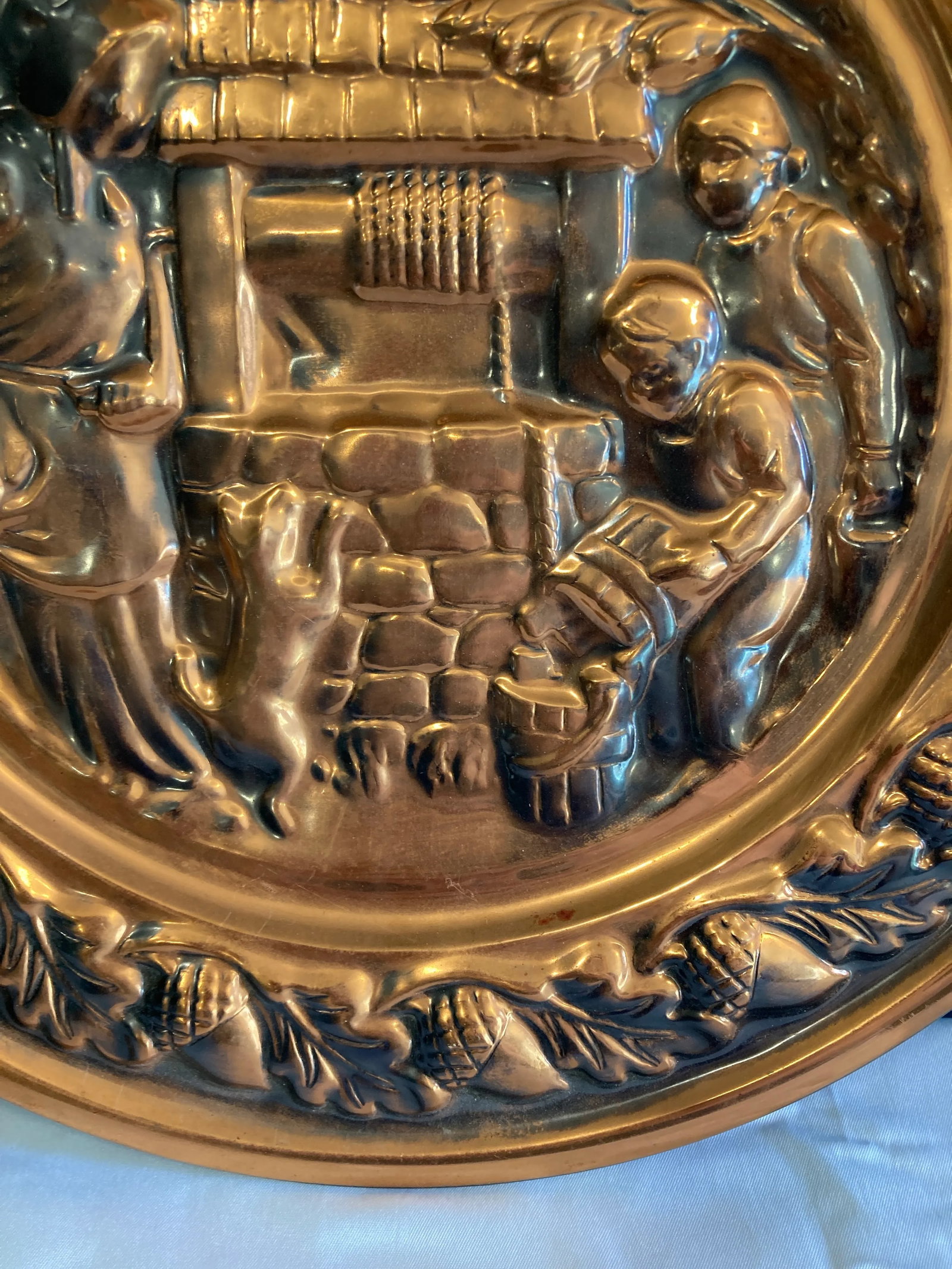 Vintage Embossed Copper Decorative Plate - 6