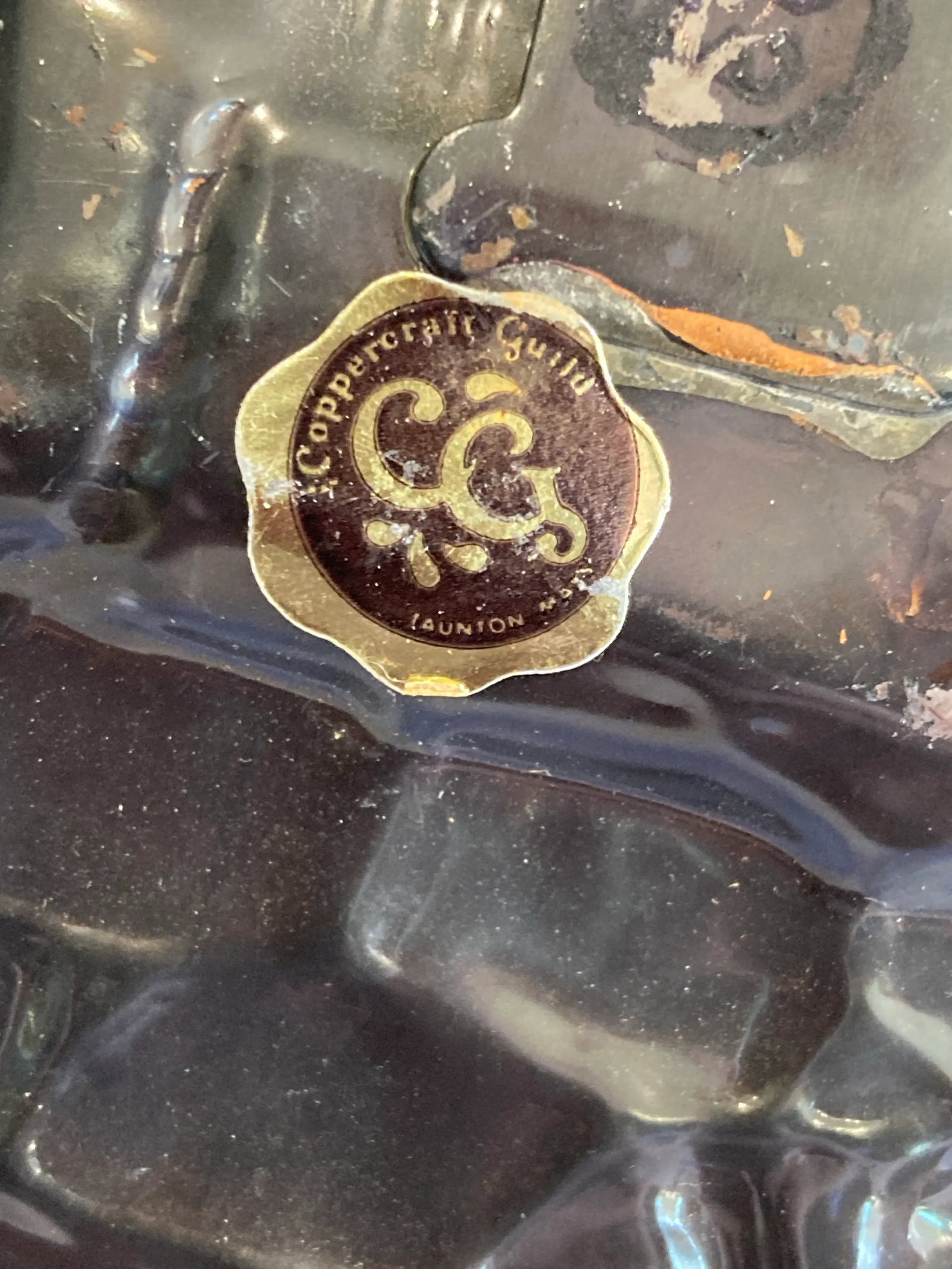 Vintage Embossed Copper Decorative Plate - 8