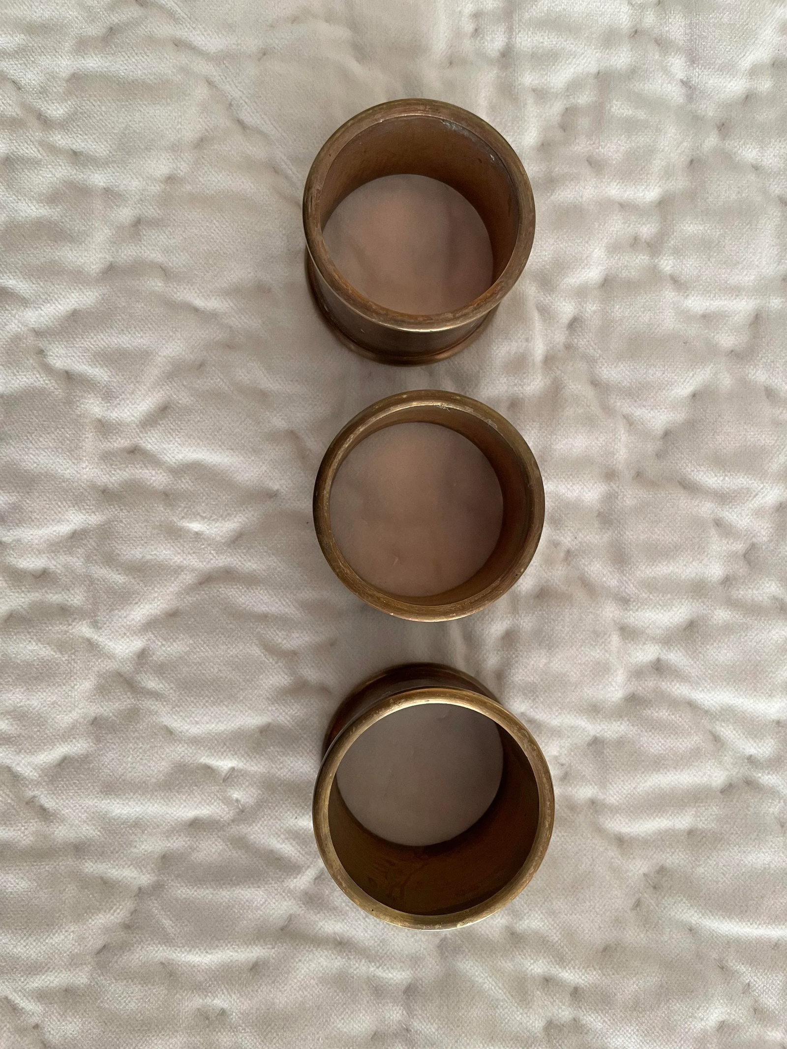 Set of 3 Vintage Brass Napkin Rings - 3