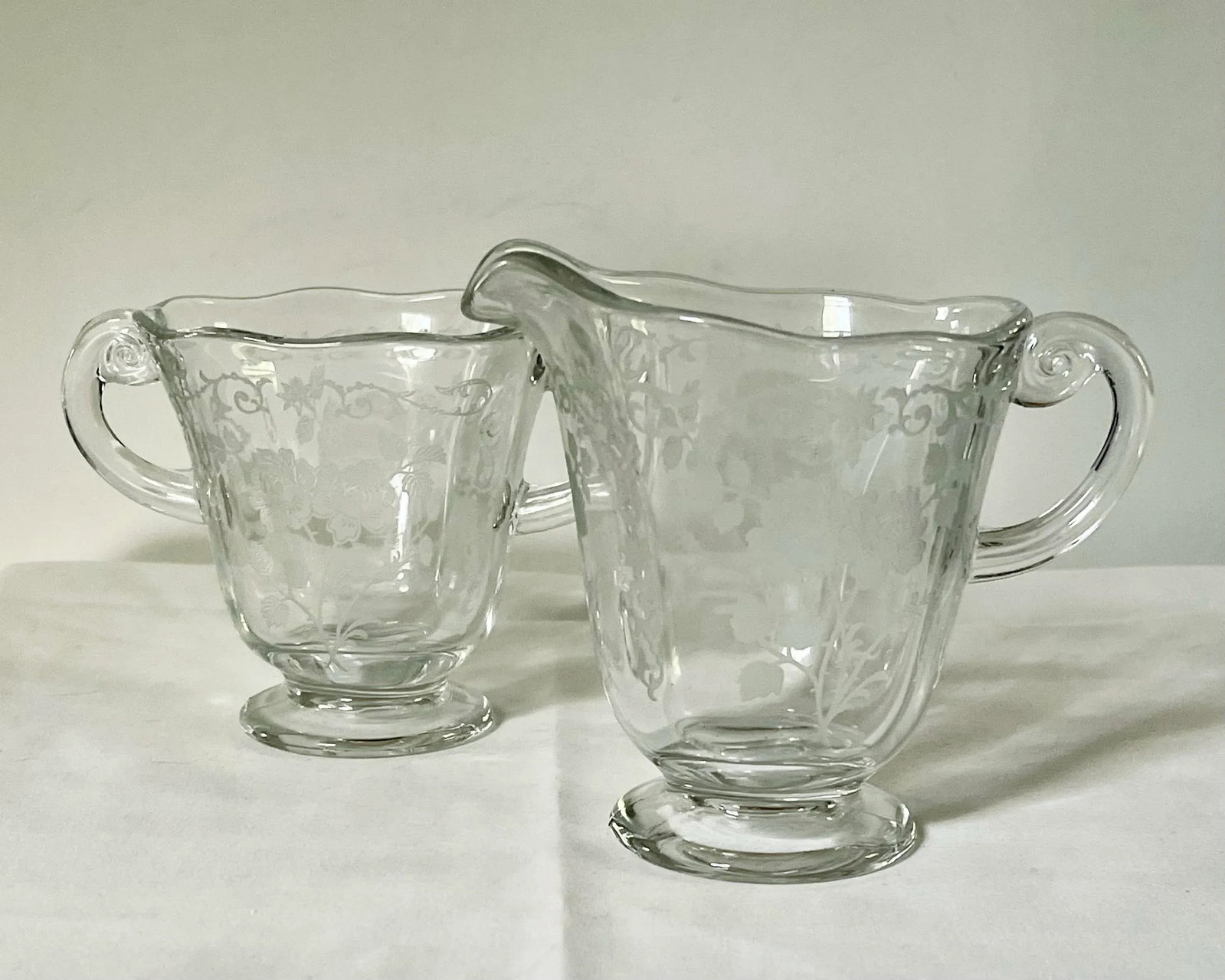 1930s Fostoria "Midnight Rose" Creamer & Open Sugar Bowl - 2