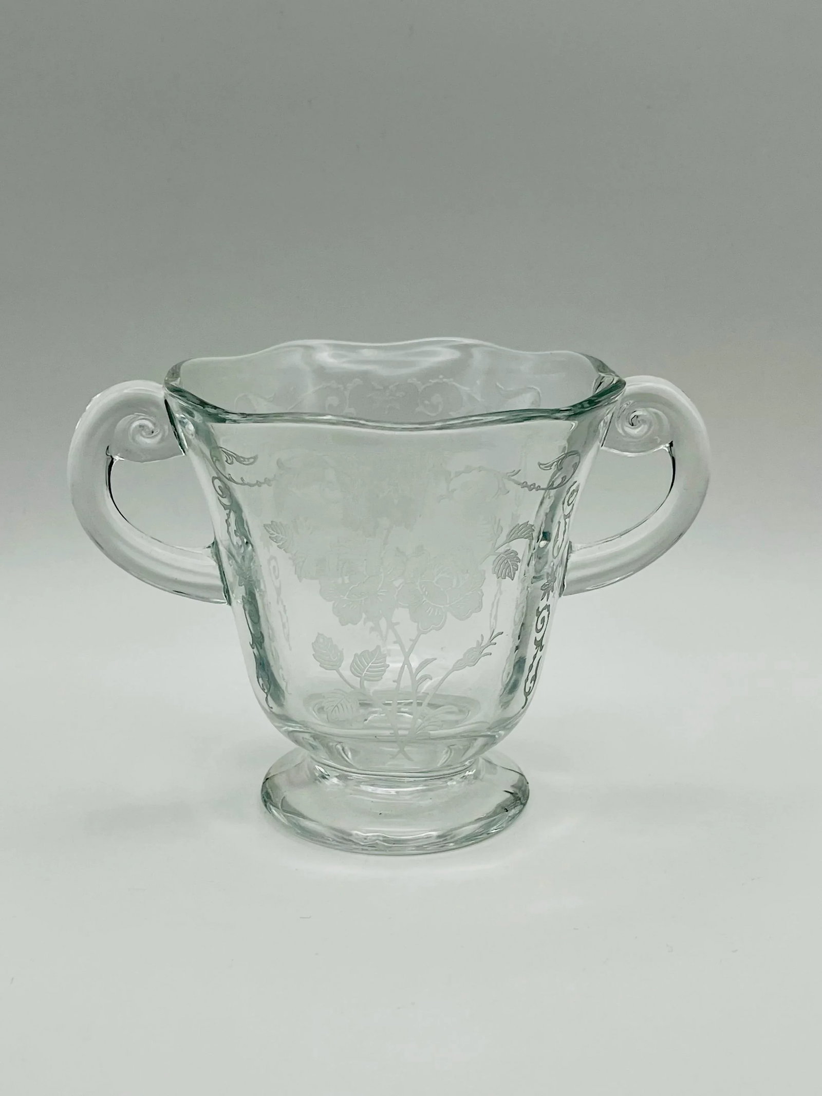 1930s Fostoria "Midnight Rose" Creamer & Open Sugar Bowl - 6