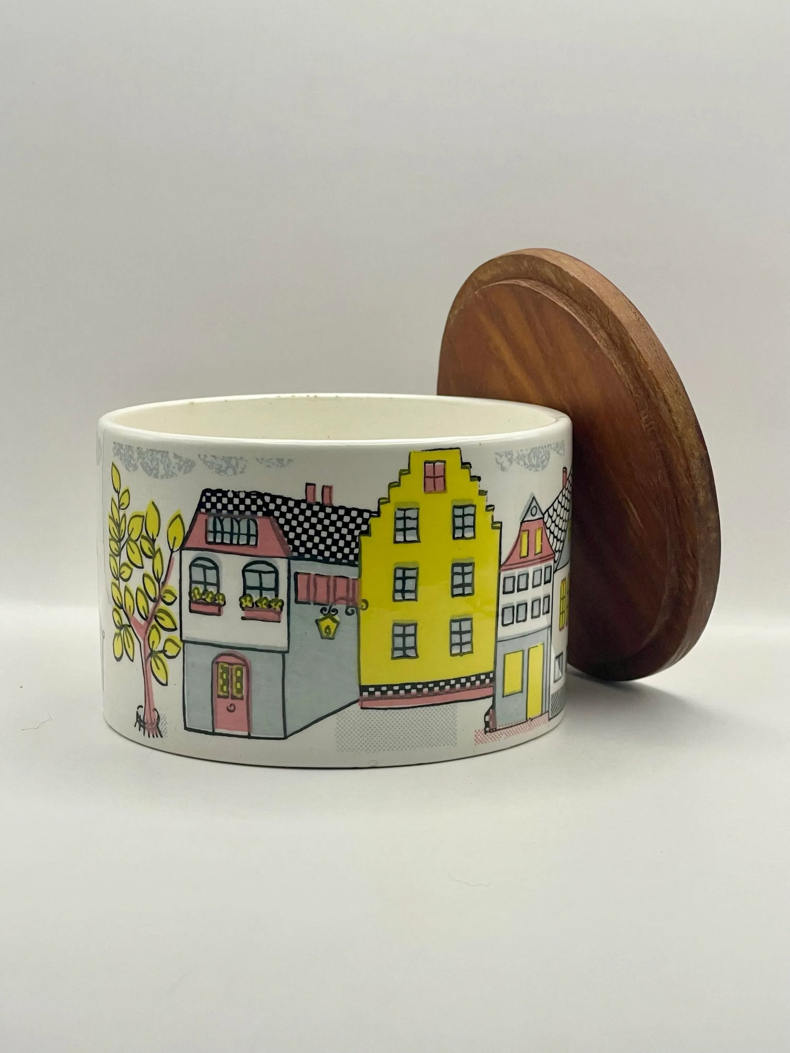 1970s Pastel Scenic Linework Ceramic Box - 3