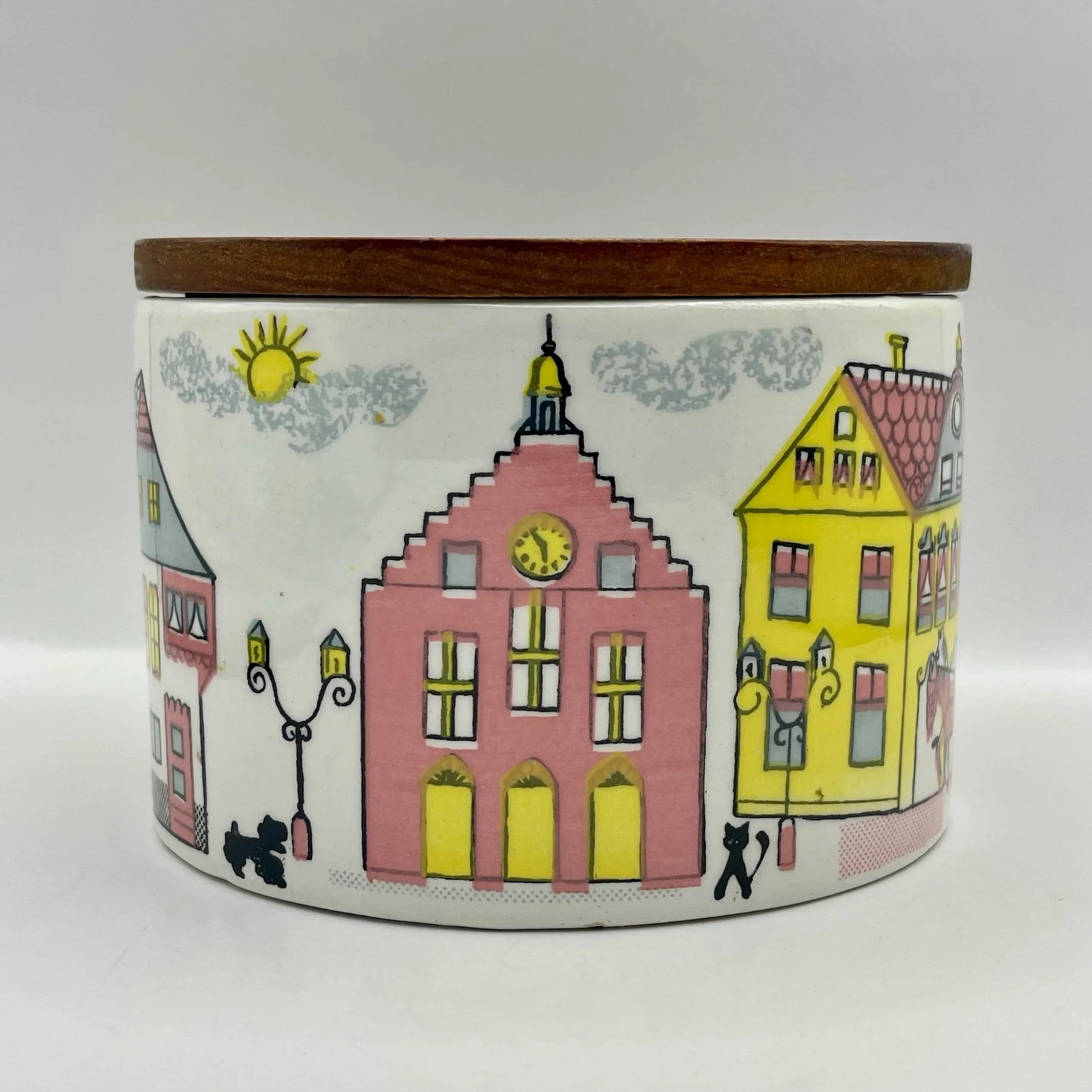 1970s Pastel Scenic Linework Ceramic Box - 4