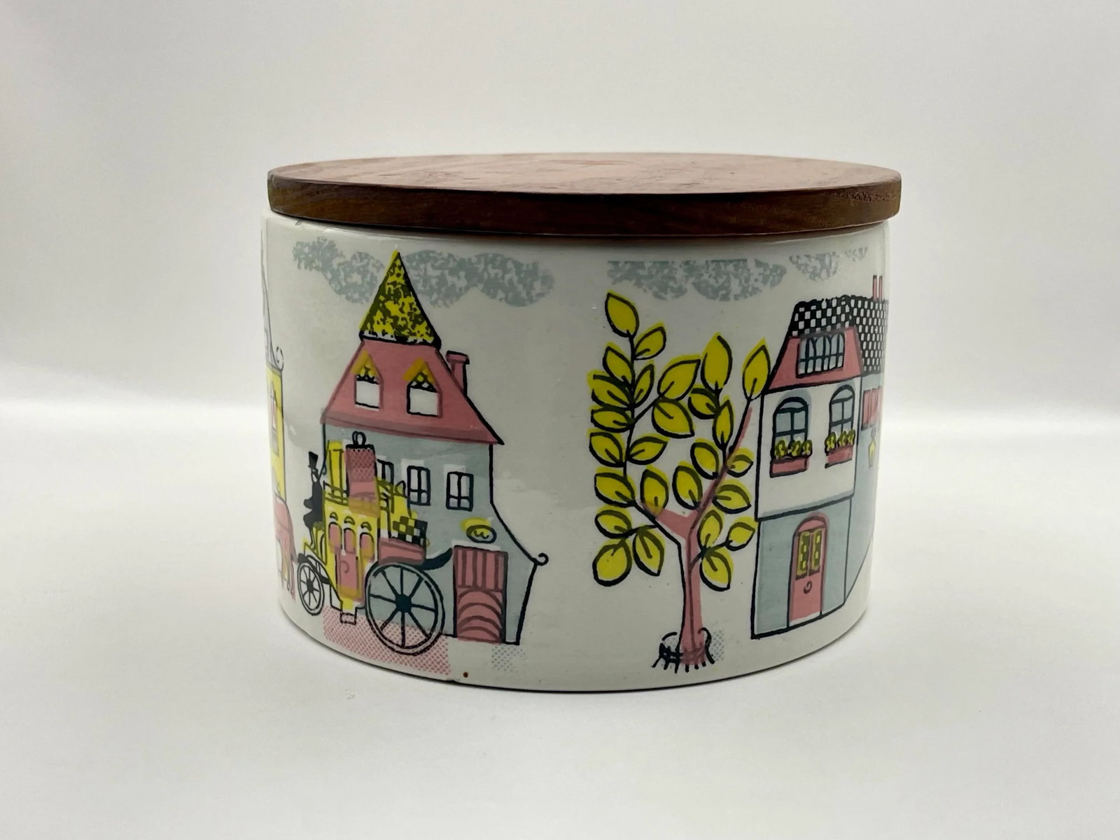 1970s Pastel Scenic Linework Ceramic Box - 5