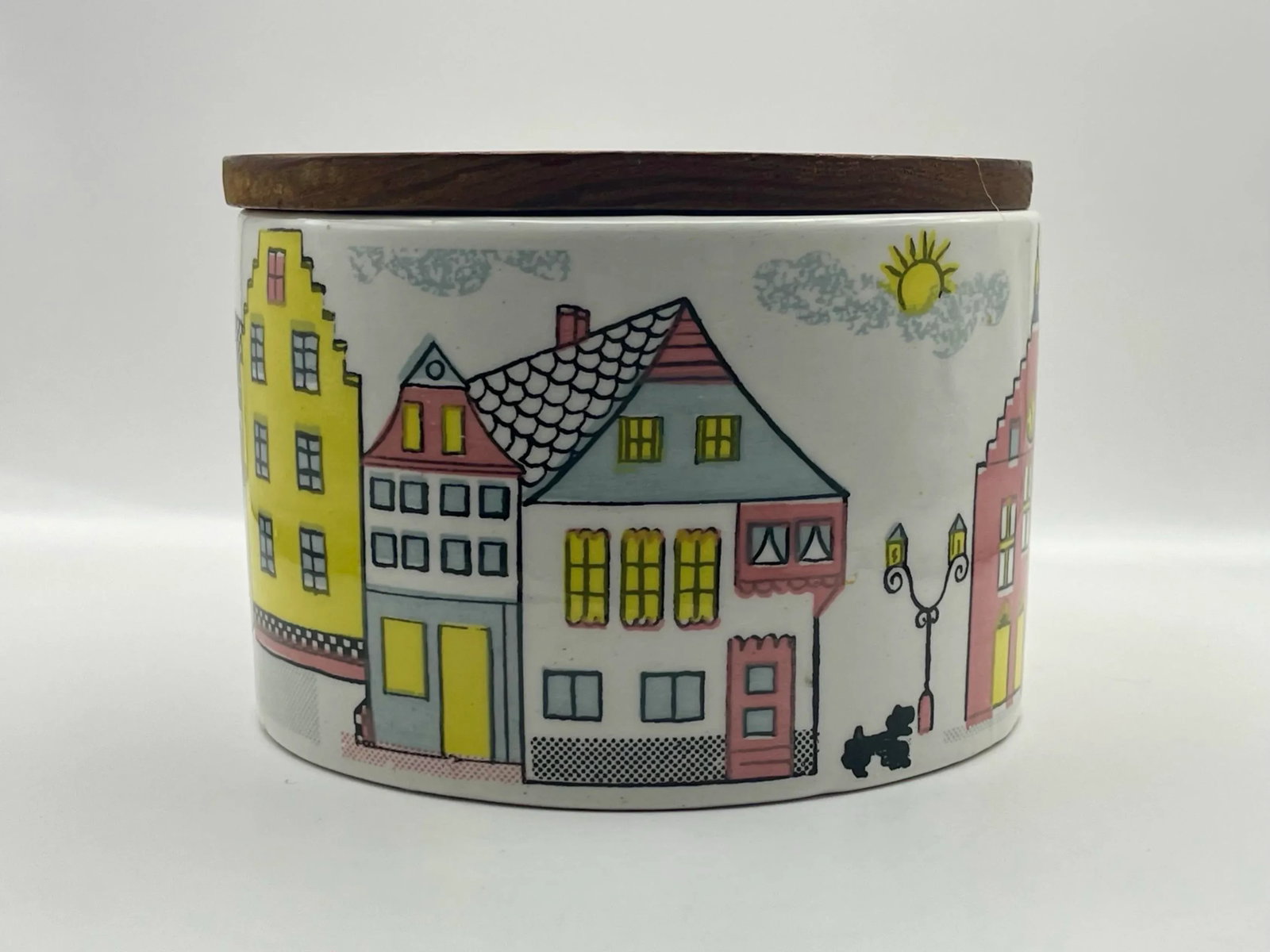 1970s Pastel Scenic Linework Ceramic Box - 7