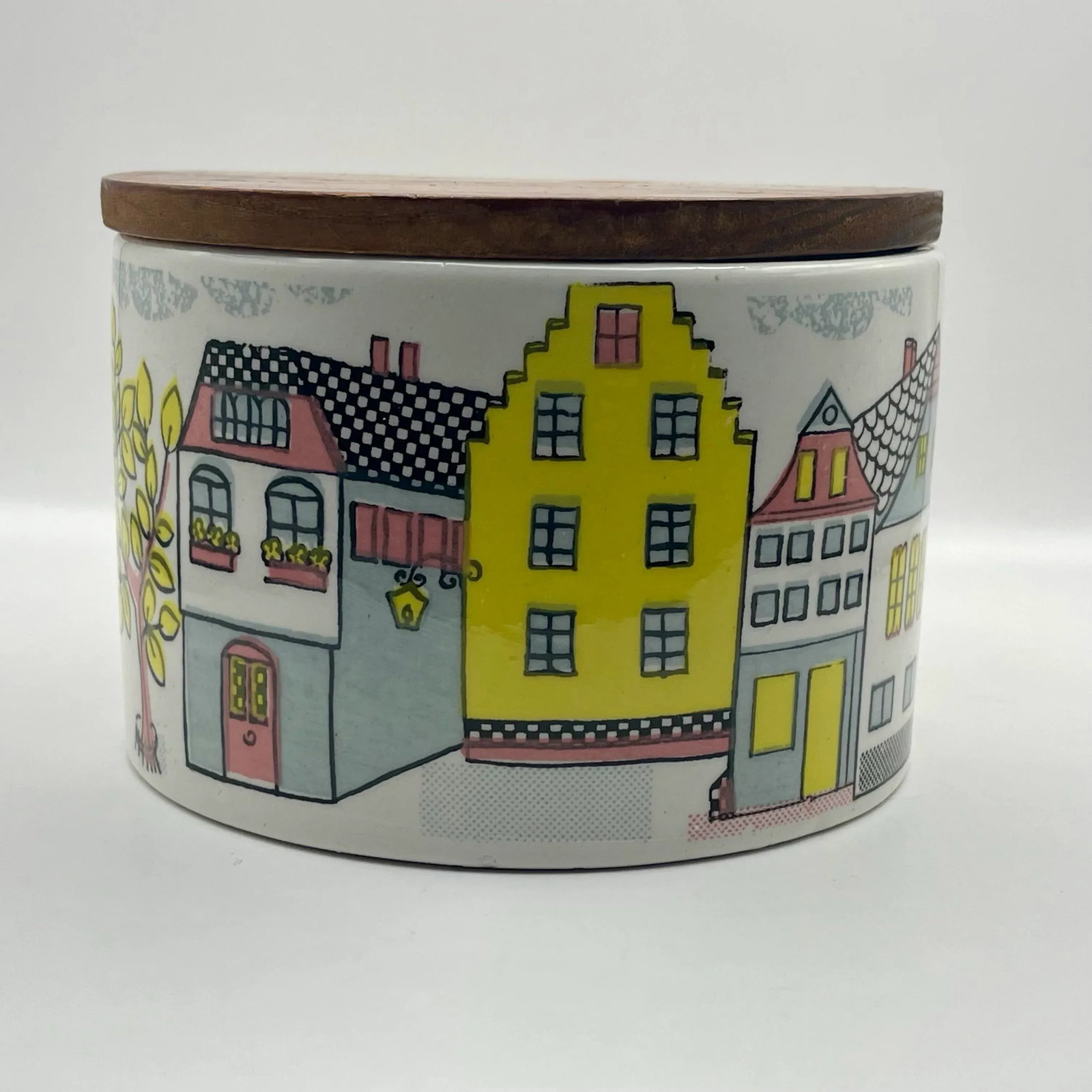 1970s Pastel Scenic Linework Ceramic Box - 9