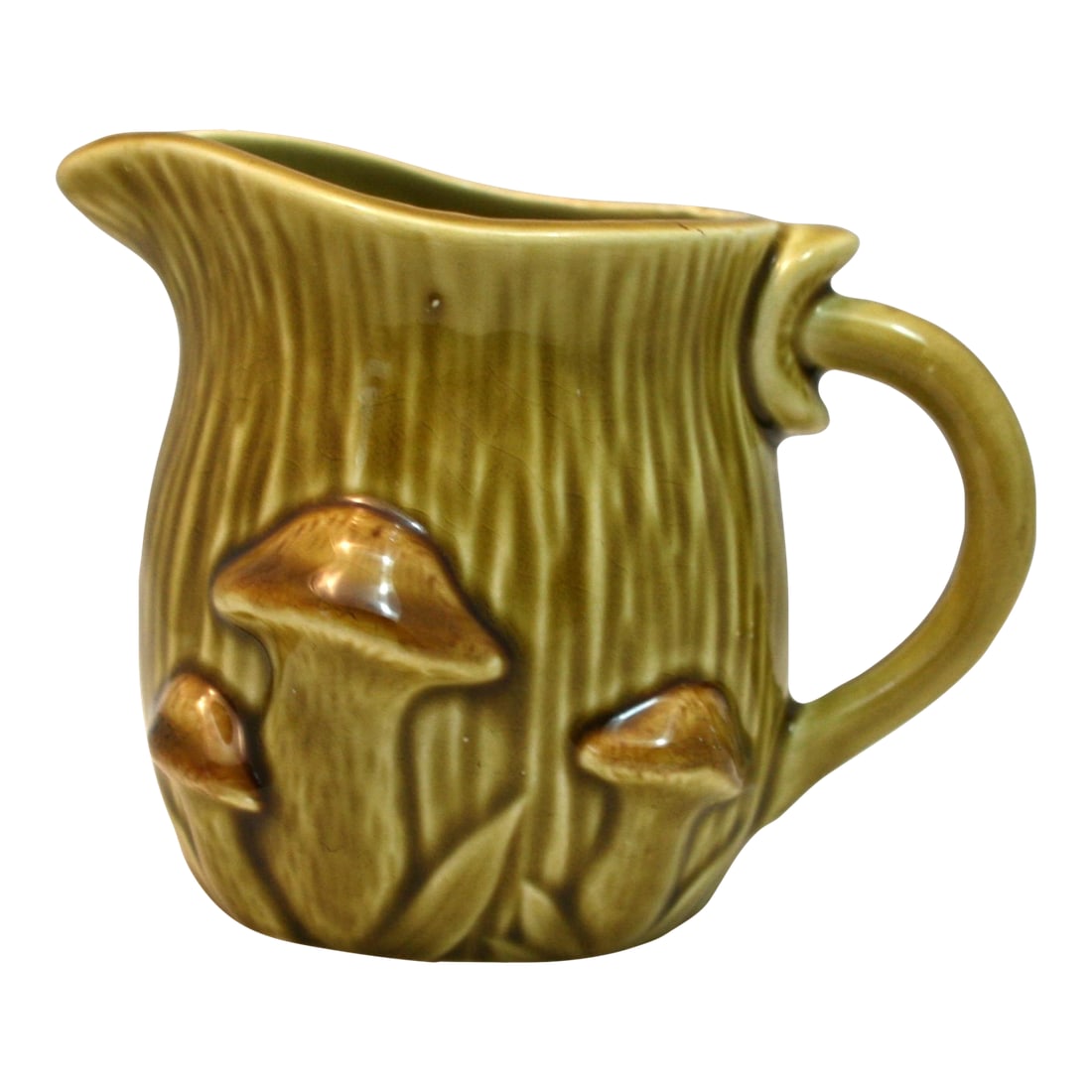 Vintage 1960s Royal Sealy Japan Ceramic Mushroom Creamer Yellow & Brown Raised Detail: Vintage Royal Sealy Imports Mushroom Themed Creamer Made In Japan This vintage Royal Sealy creamer was produced in Japan during the late 1960s. The pitcher is mustard yellow and brown in color. It