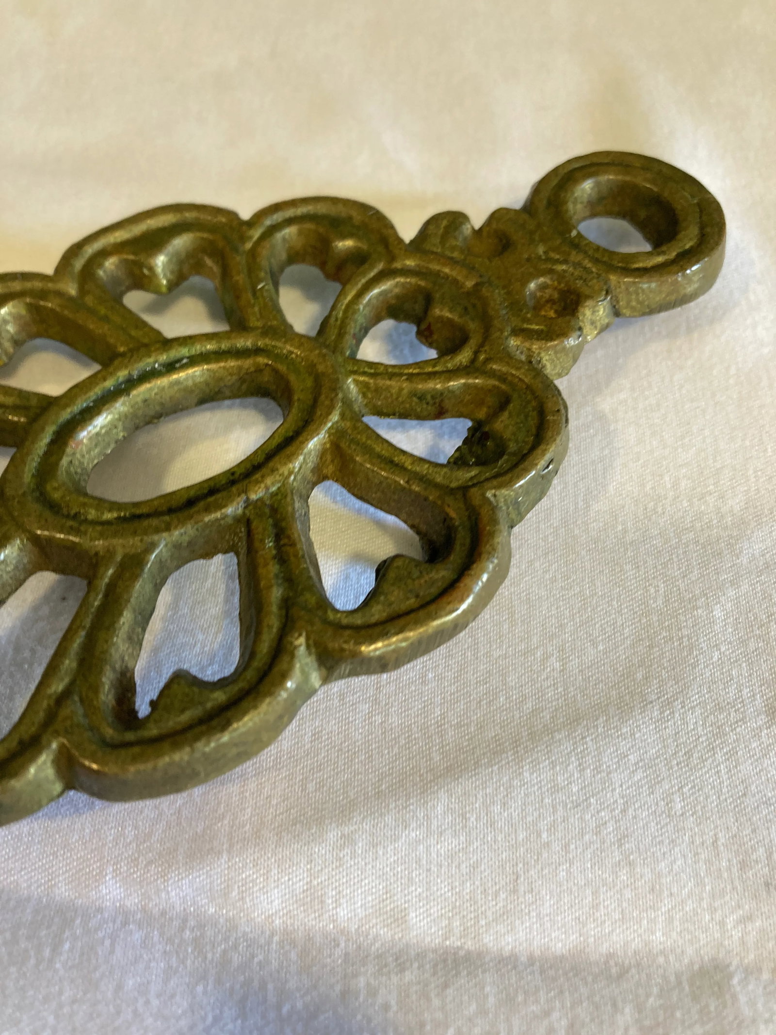 Midcentury Solid Brass Trivet - 3