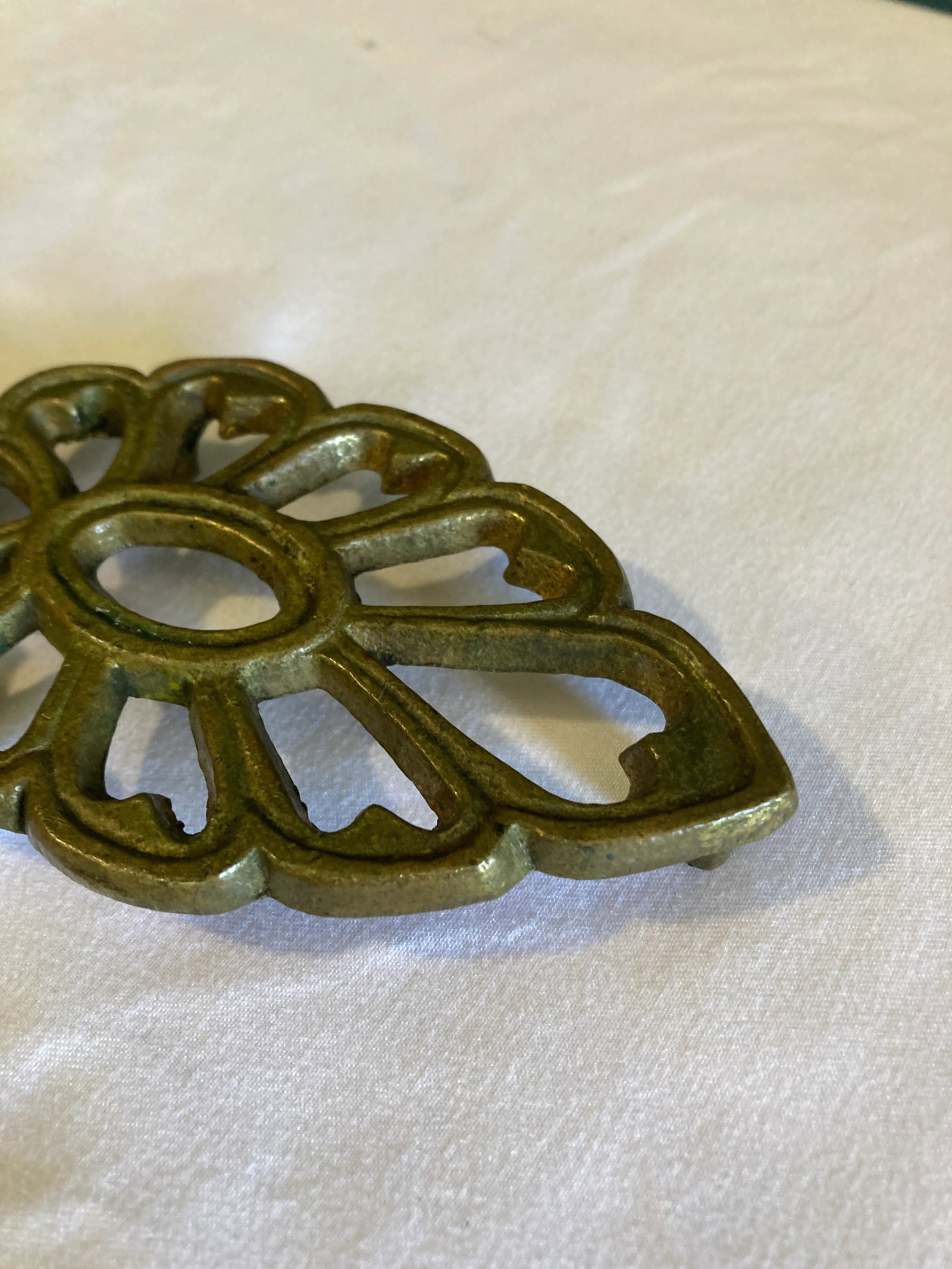 Midcentury Solid Brass Trivet - 4