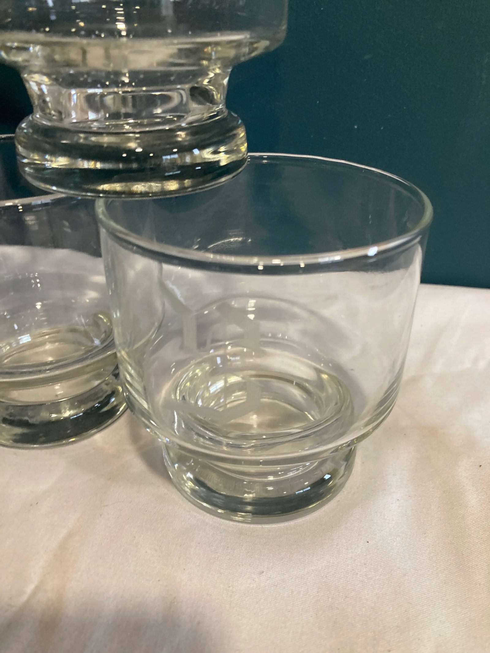 Vintage "S" Etched Double Old Fashioned Glasses- Set of 8 - 2