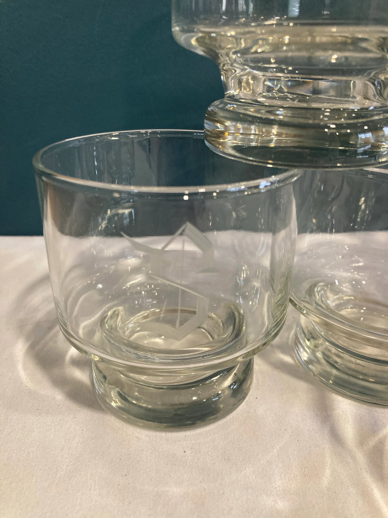 Vintage "S" Etched Double Old Fashioned Glasses- Set of 8 - 7