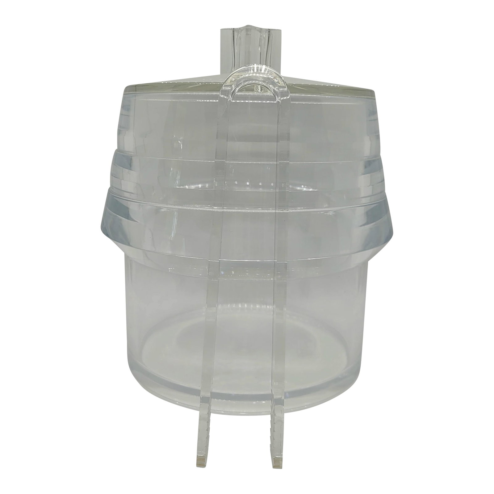 Vintage Mid Century Lucite Ice Bucket, Lid, and Tongs Arch Alfio Di Bella Italy: Vintage Mid Century Lucite Ice Bucket, Lid, And Tongs by Arch Alfio Di Bella Italy. Color/Shade may vary due to lighting and screen settings. From a smoke and pet free home. Condition: Alterations: Or
