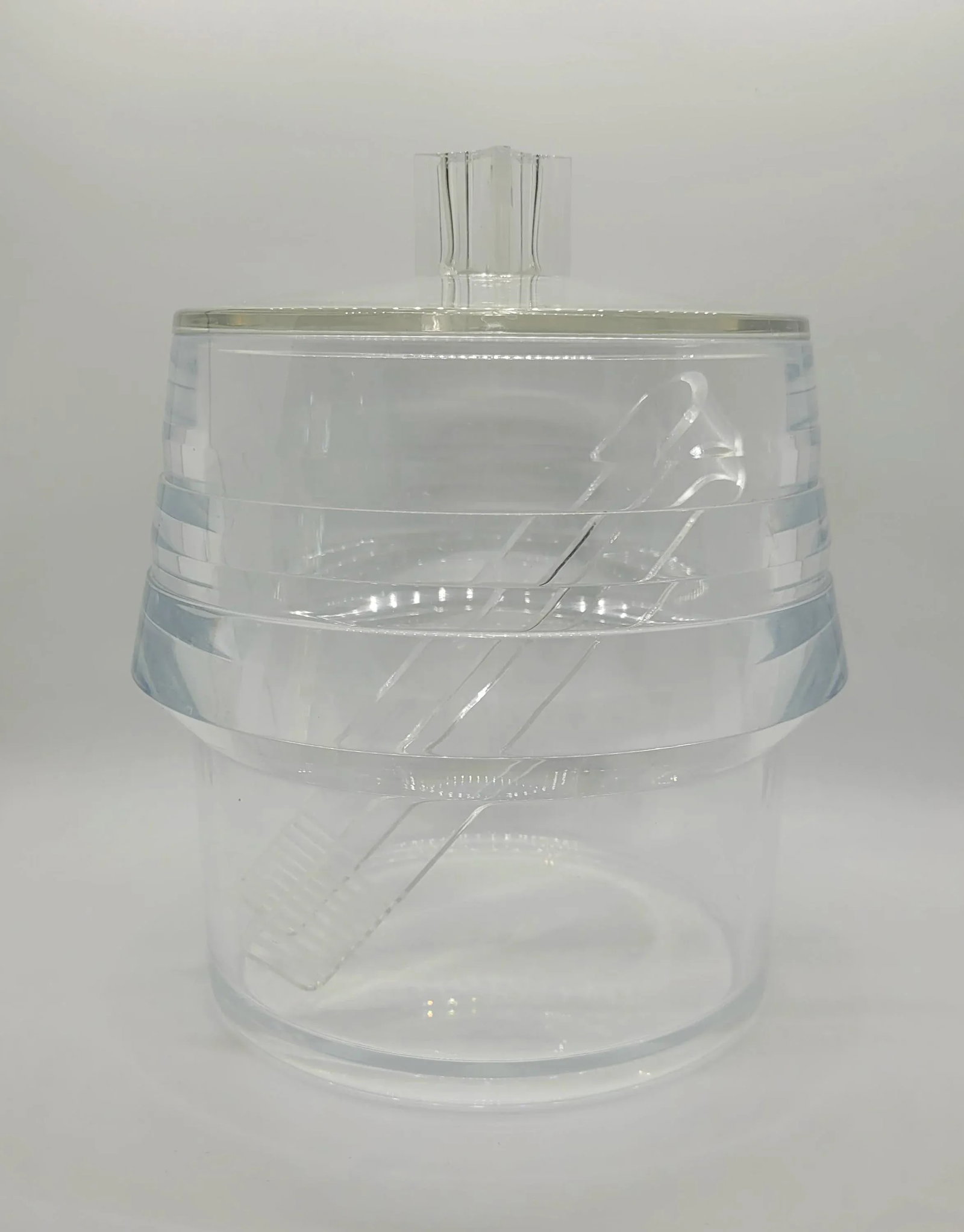 Vintage Mid Century Lucite Ice Bucket, Lid, and Tongs Arch Alfio Di Bella Italy - 9
