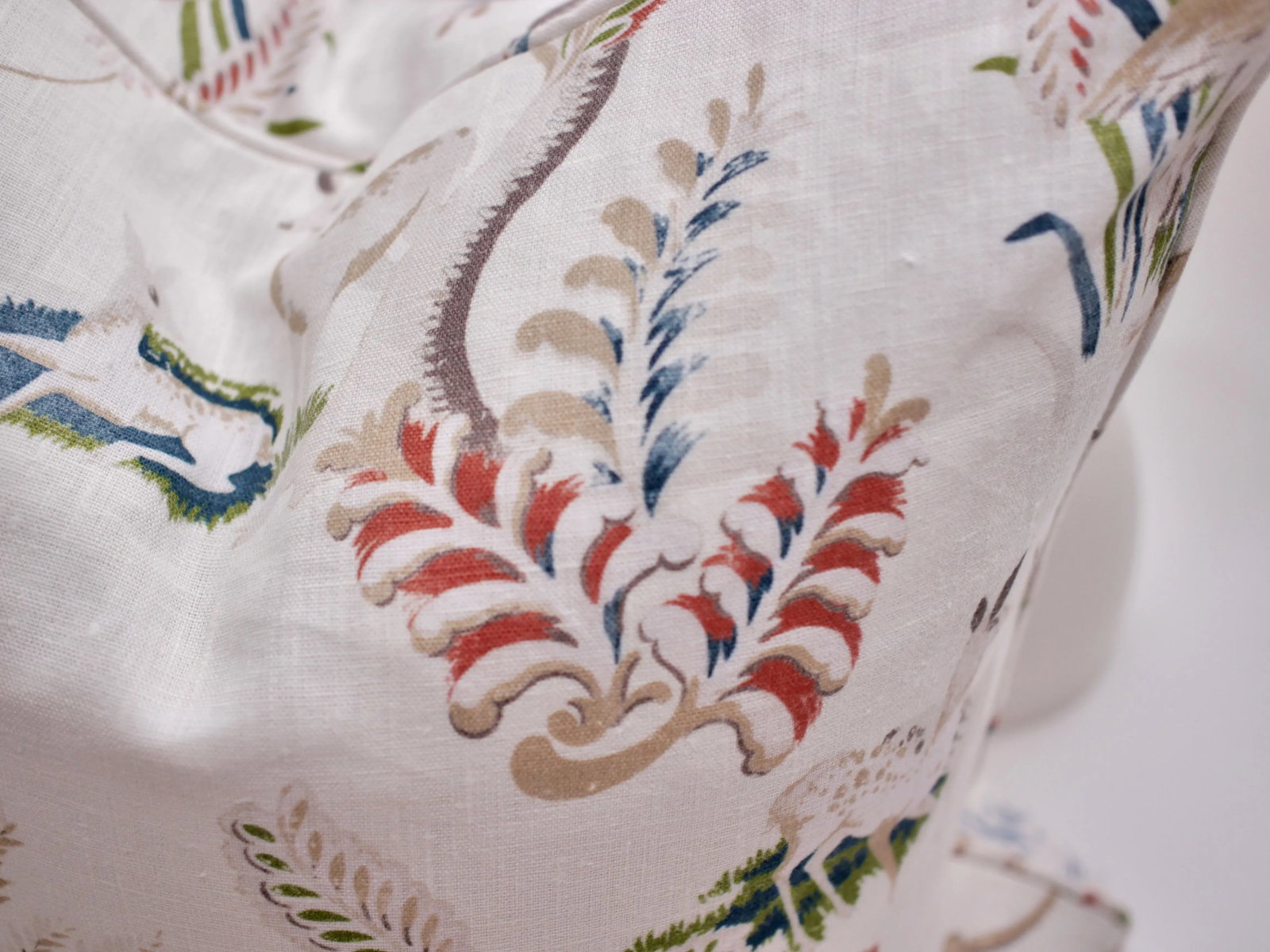Borderline Square Double Sided" Richmond" Pillows on White Linen- a Pair - 4