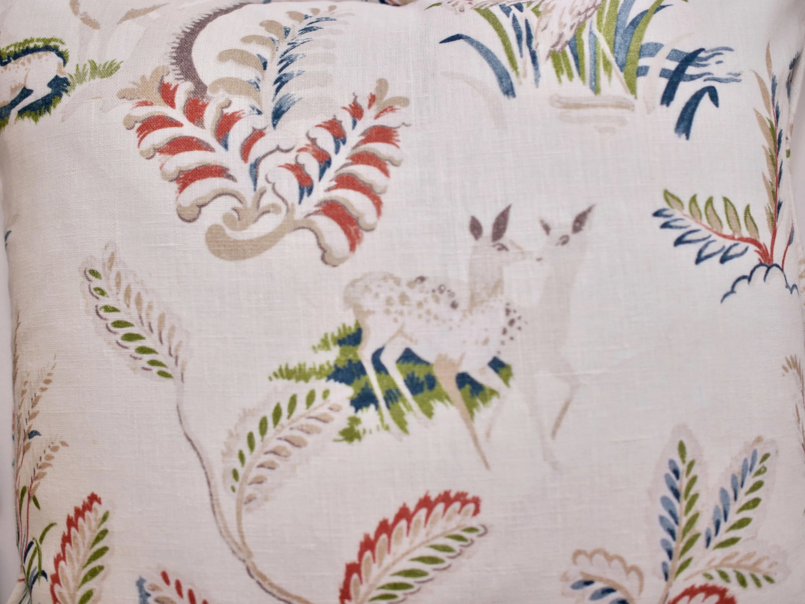 Borderline Square Double Sided" Richmond" Pillows on White Linen- a Pair - 5