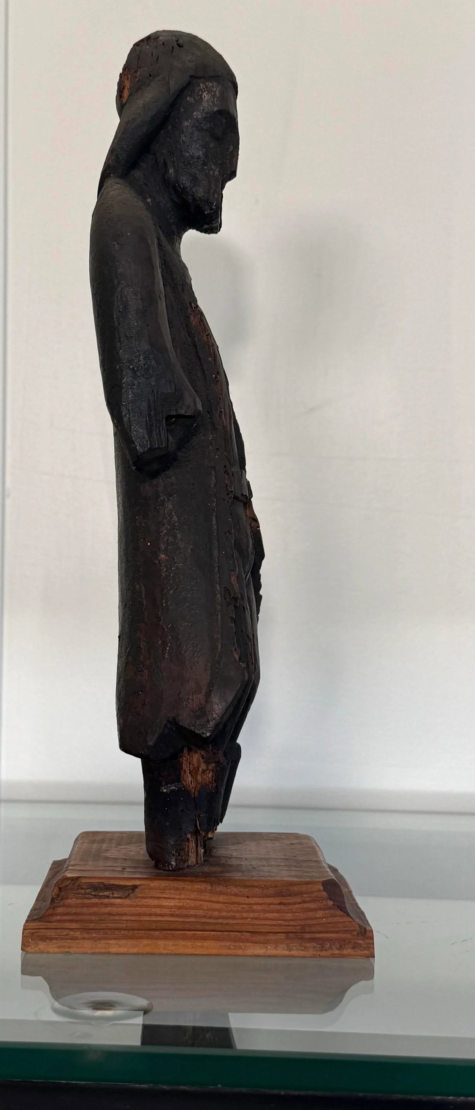 Antique Spanish Revival Santos Religious Relic Solid Wood Tabletop Figure - 5