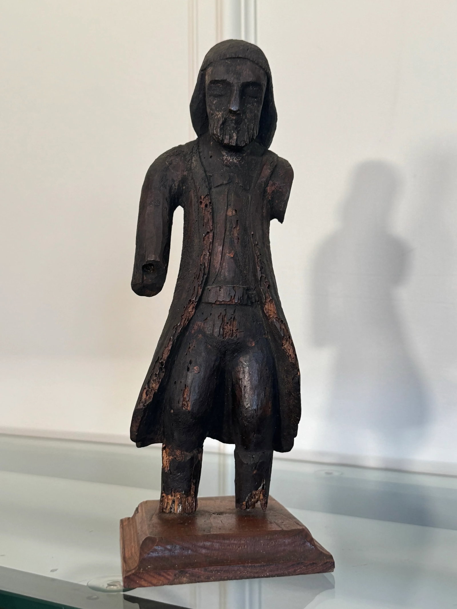 Antique Spanish Revival Santos Religious Relic Solid Wood Tabletop Figure - 6