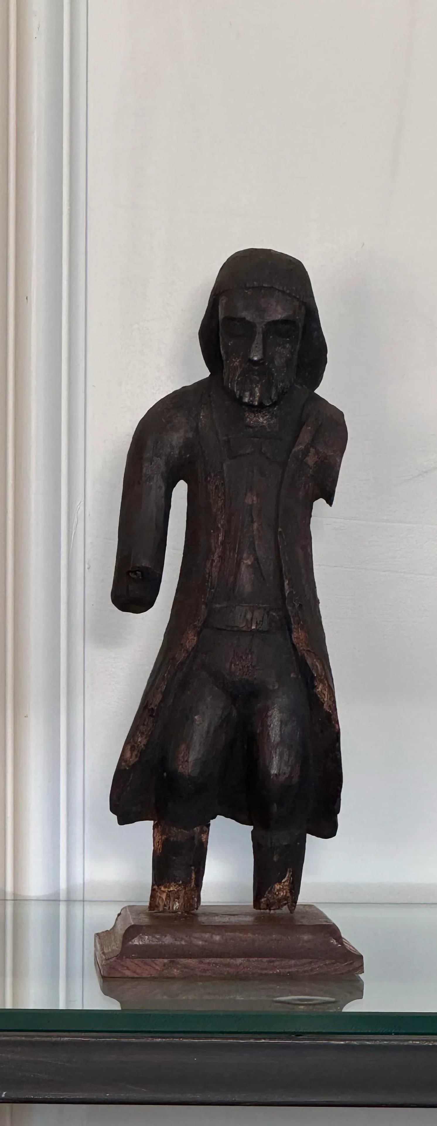 Antique Spanish Revival Santos Religious Relic Solid Wood Tabletop Figure - 7