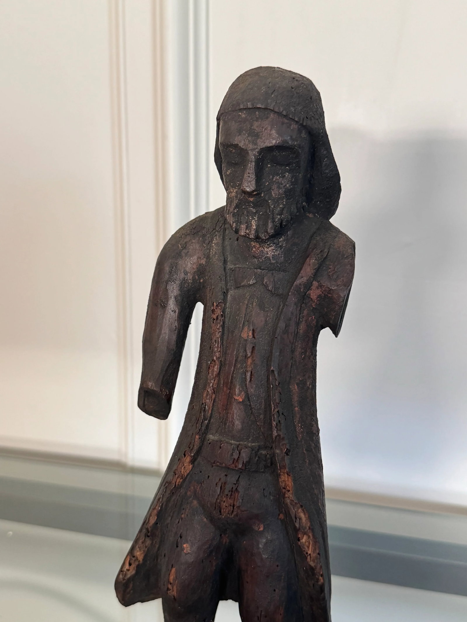 Antique Spanish Revival Santos Religious Relic Solid Wood Tabletop Figure - 8