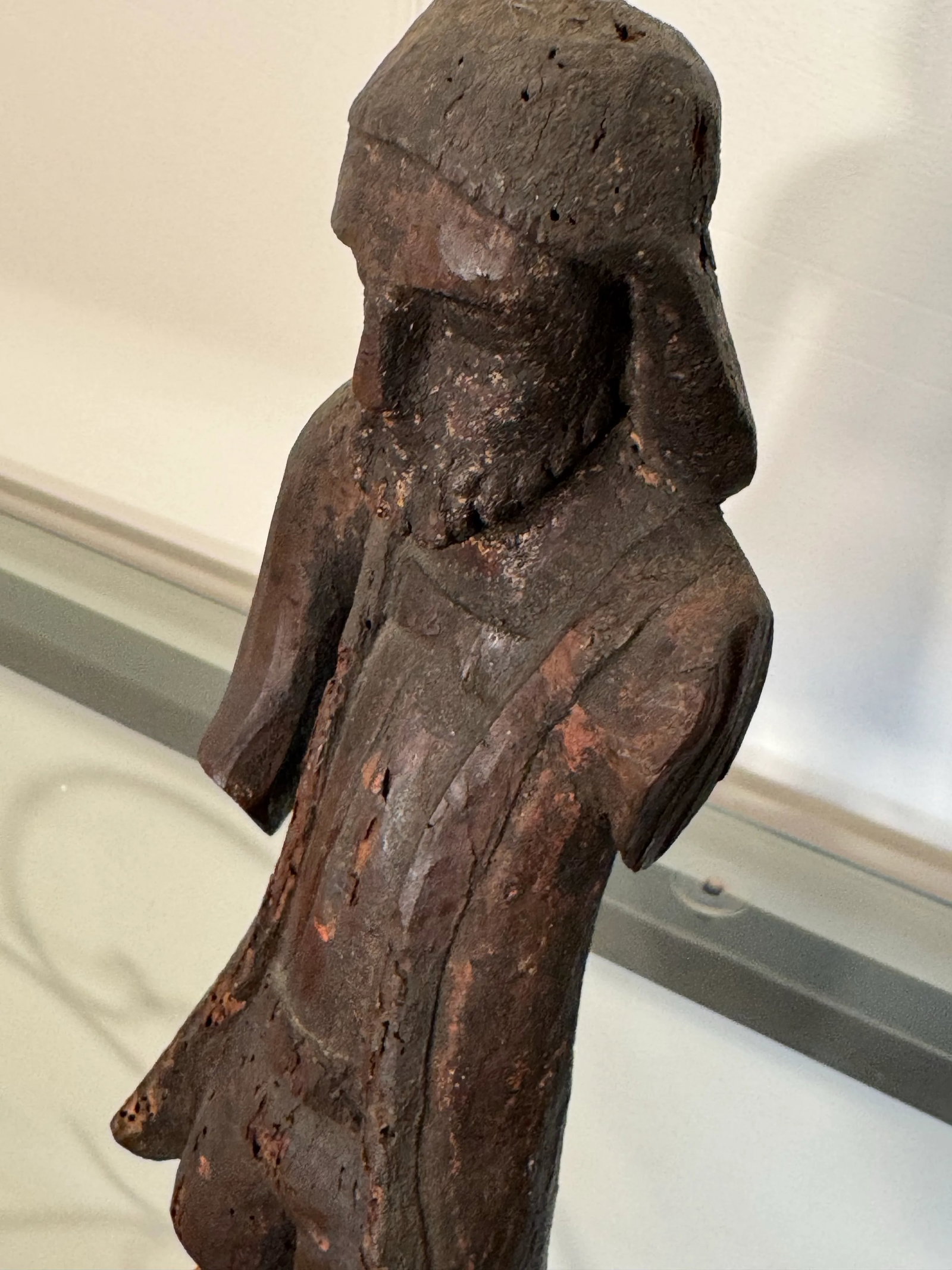 Antique Spanish Revival Santos Religious Relic Solid Wood Tabletop Figure - 9