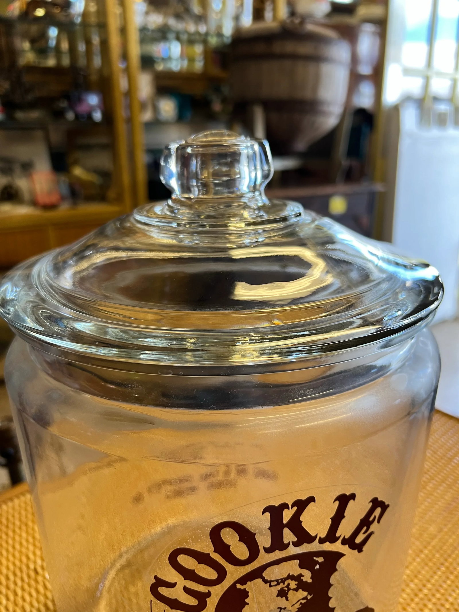Vintage "Cookie World" Advertising Counter Snack Glass Jar With Lid - 4