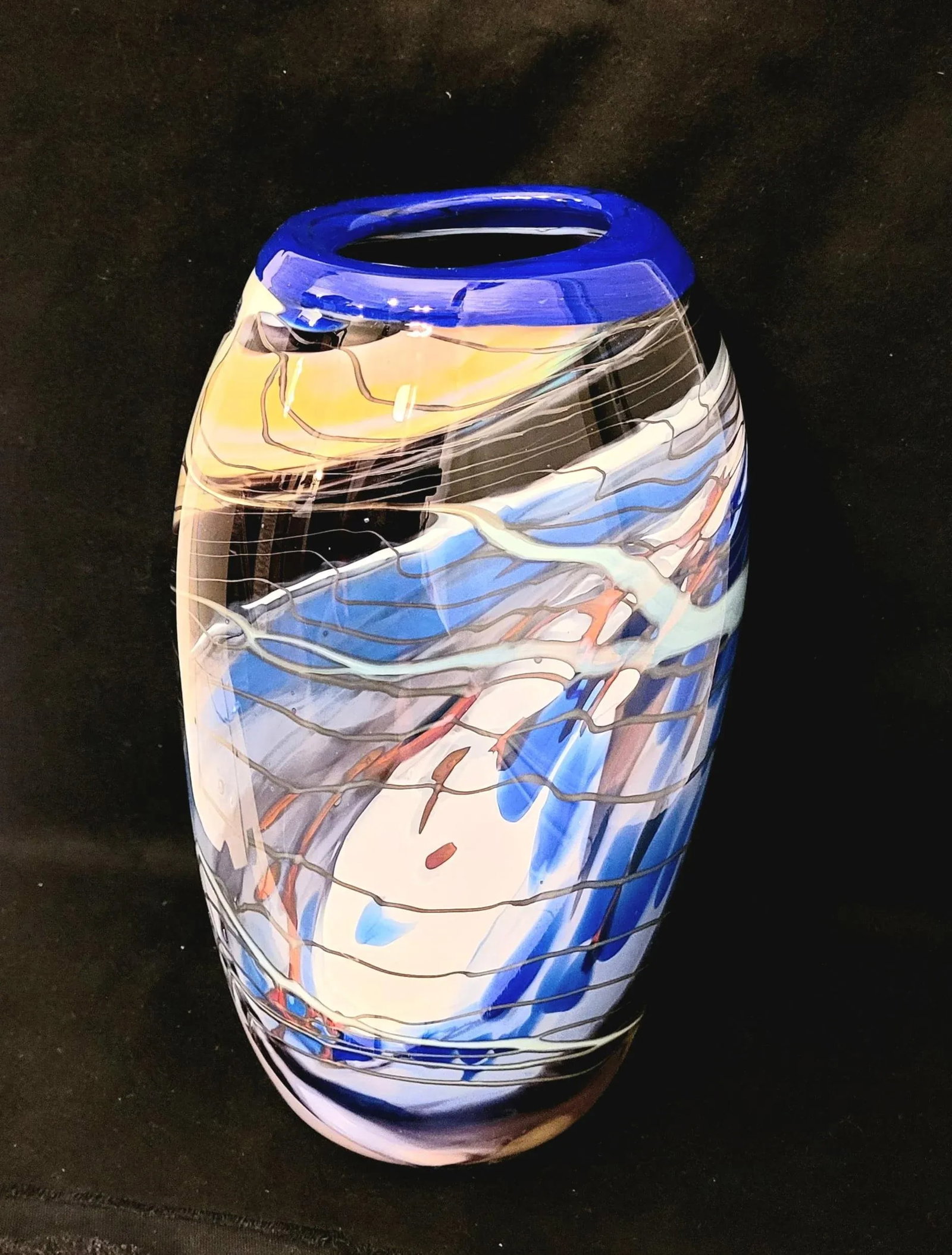 Signed Late 20th Century Hand Blown Art Glass Vase - 2