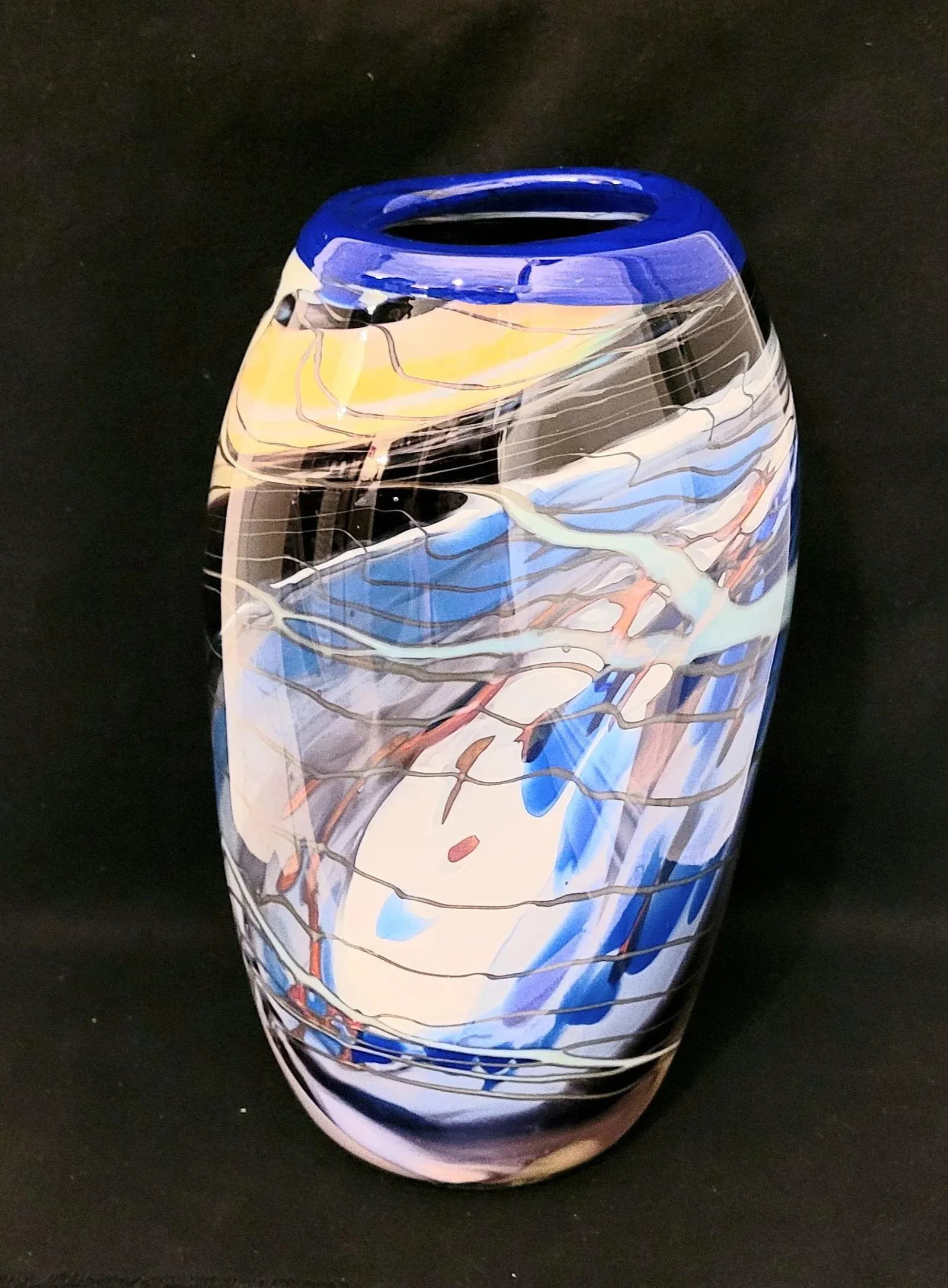 Signed Late 20th Century Hand Blown Art Glass Vase - 4