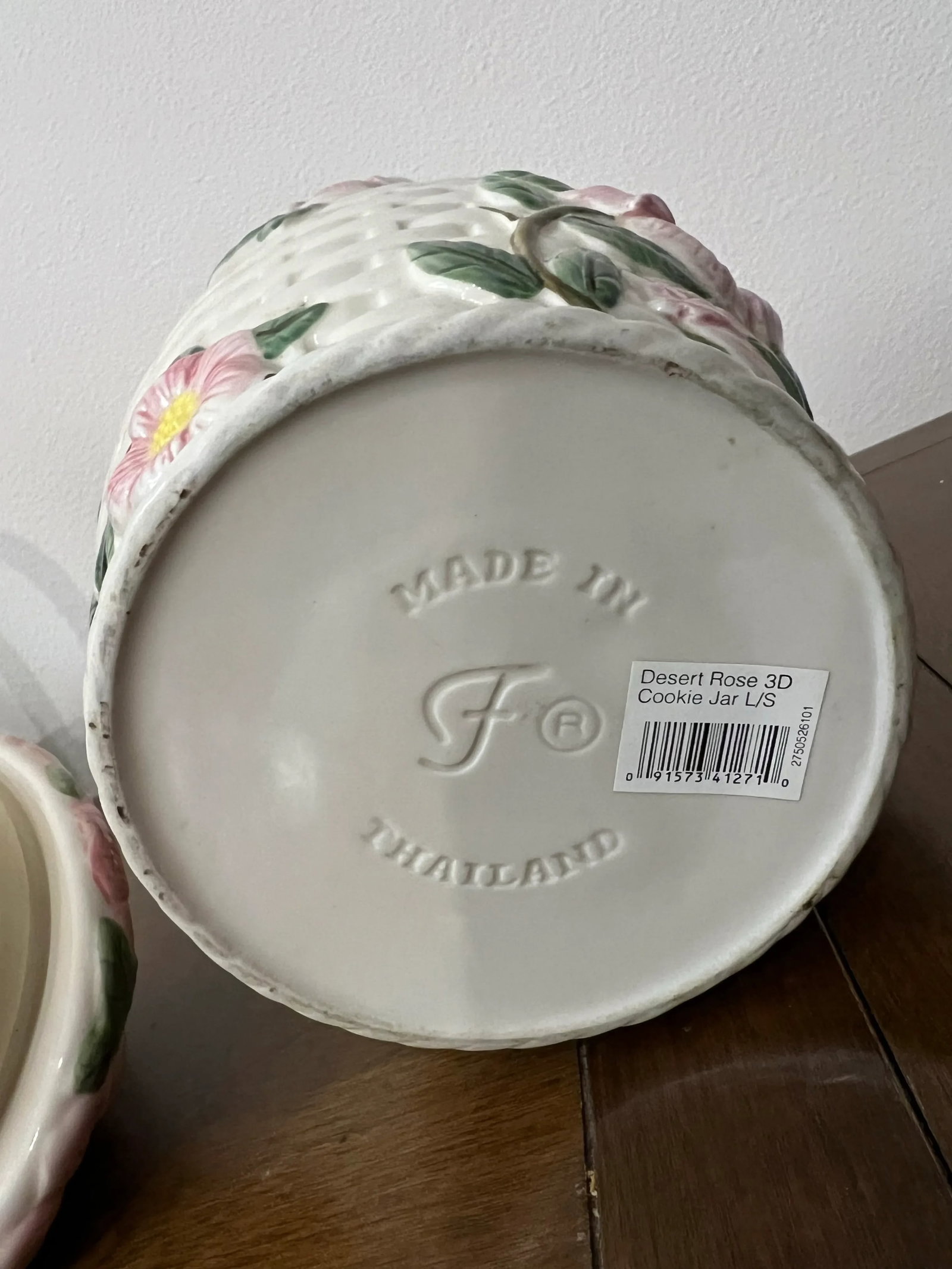 Late 20th Century Francisan Ware Desert Rose Basket Weave Canister - 7