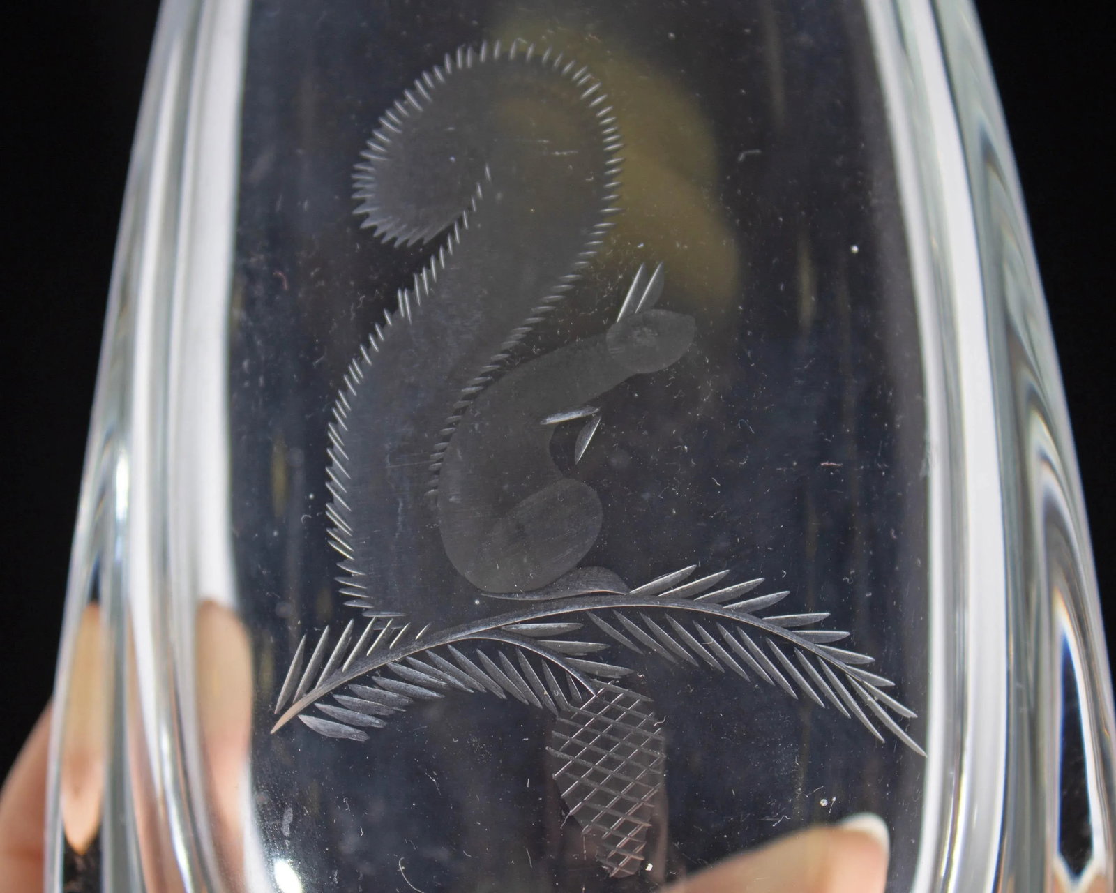Kosta Swedish Glass Vase With Etched Squirrel - 3
