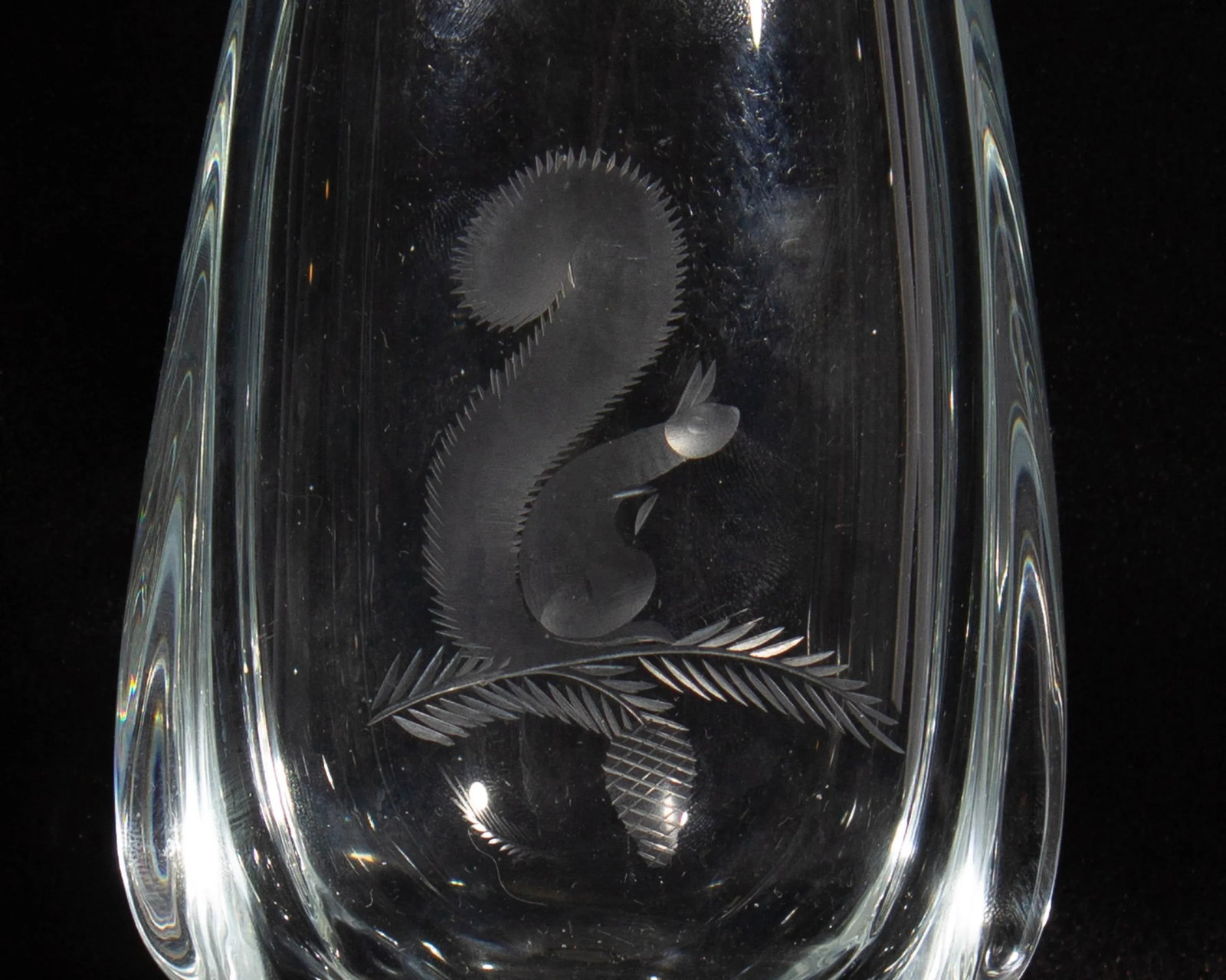 Kosta Swedish Glass Vase With Etched Squirrel - 4