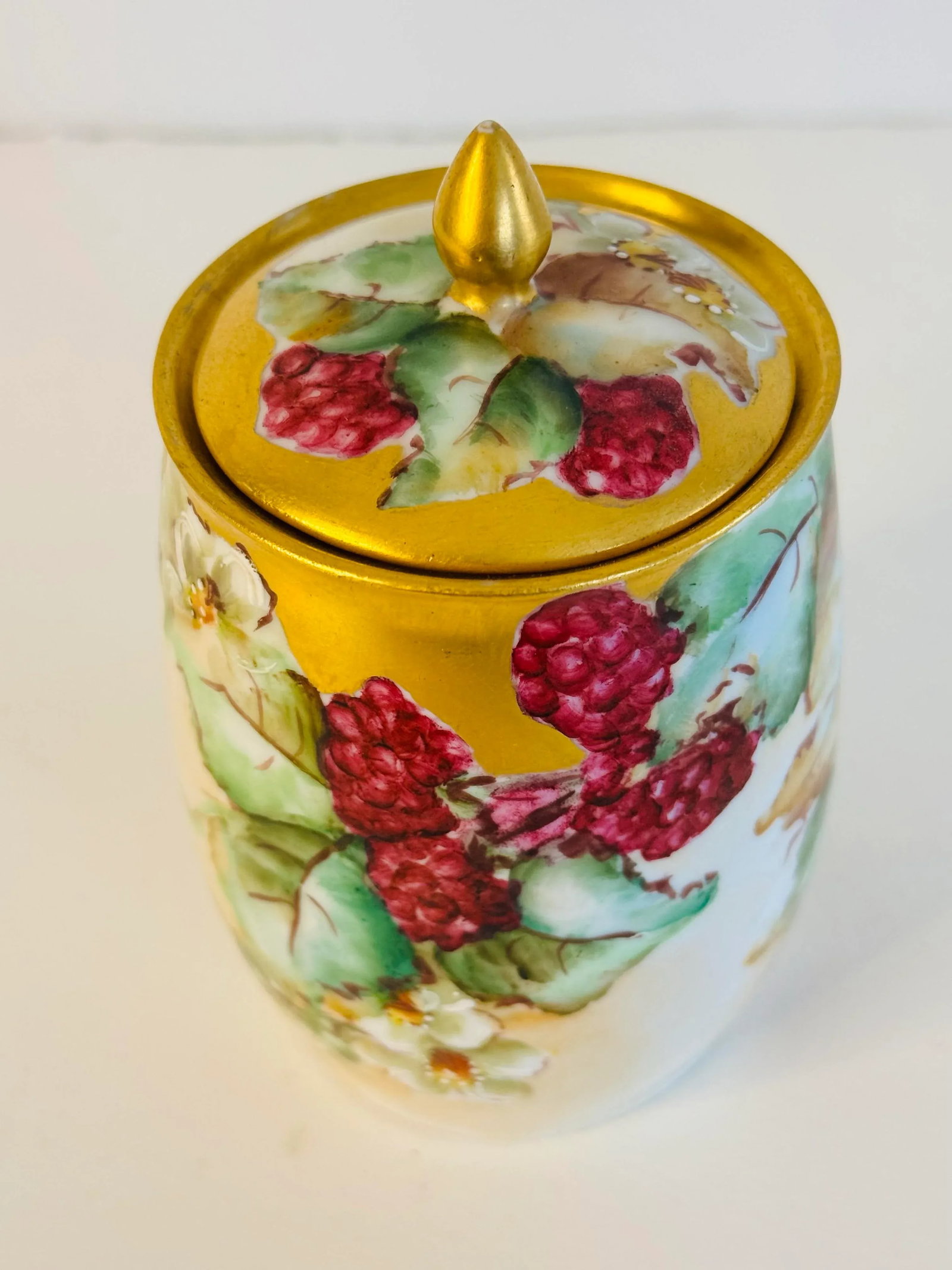 Vintage Limoges France Handpainted Condiment Jar - 3
