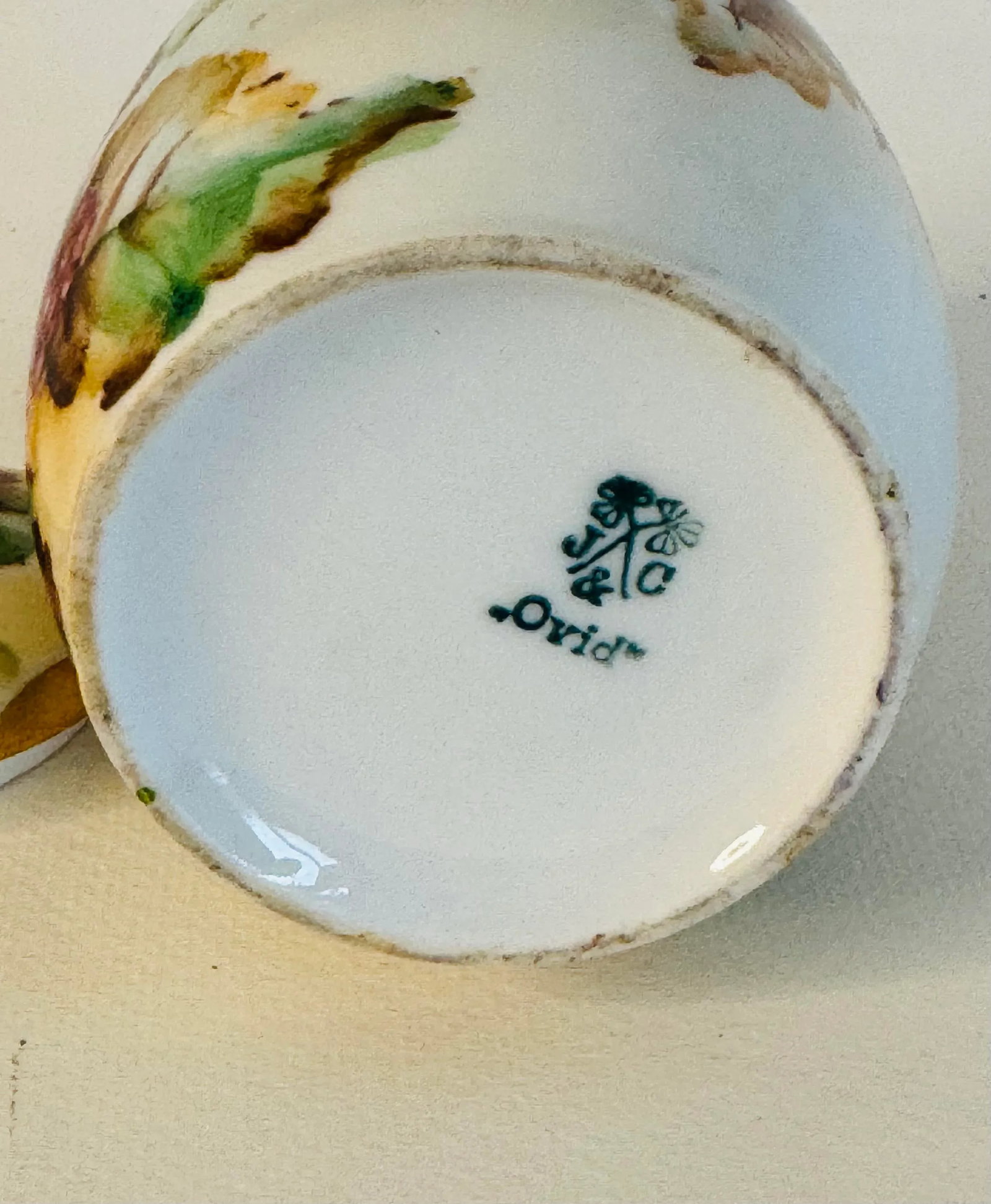 Vintage Limoges France Handpainted Condiment Jar - 4