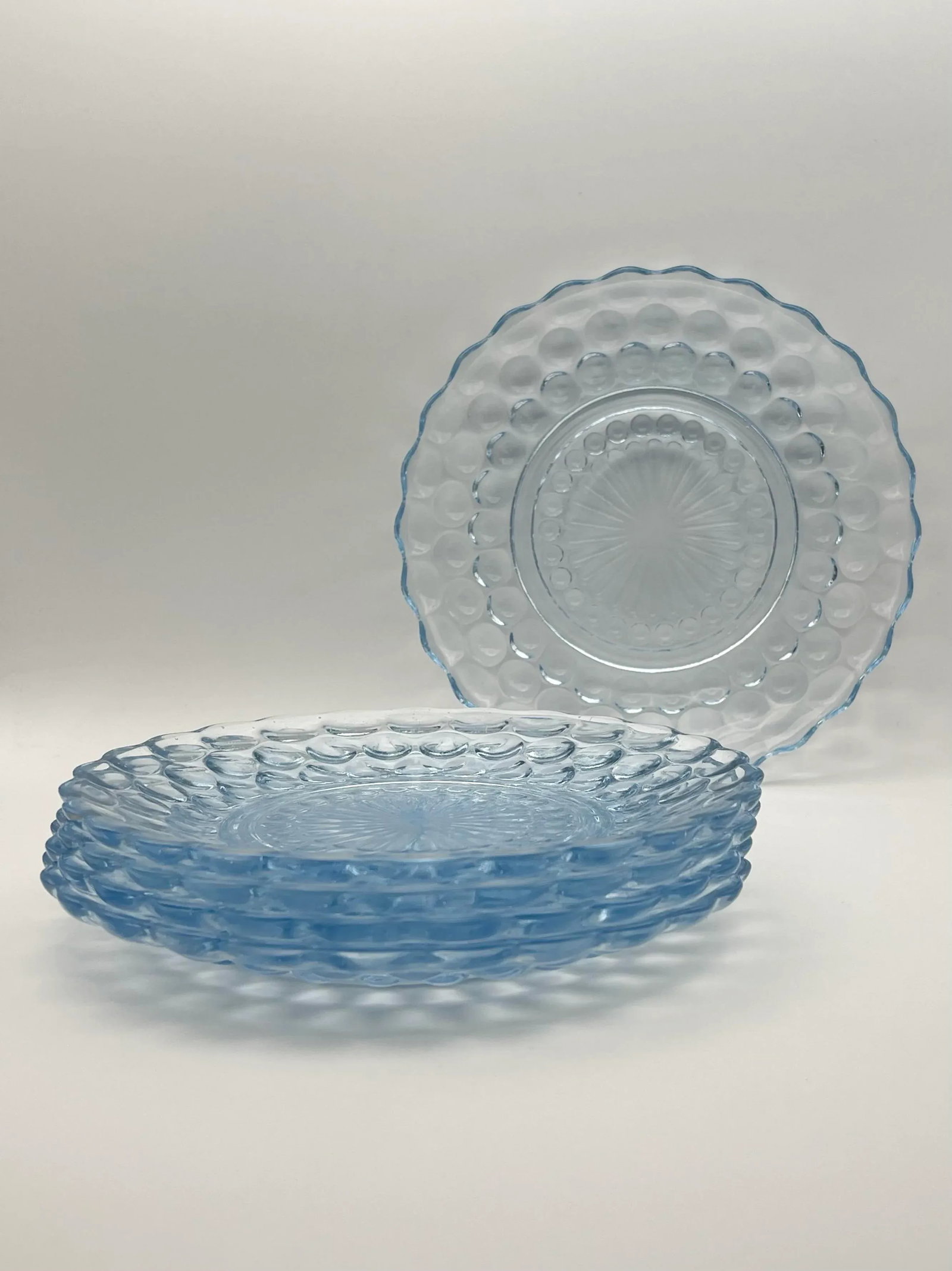 1930s Pale Blue Bubble Dessert Plates- Set of 5 - 10