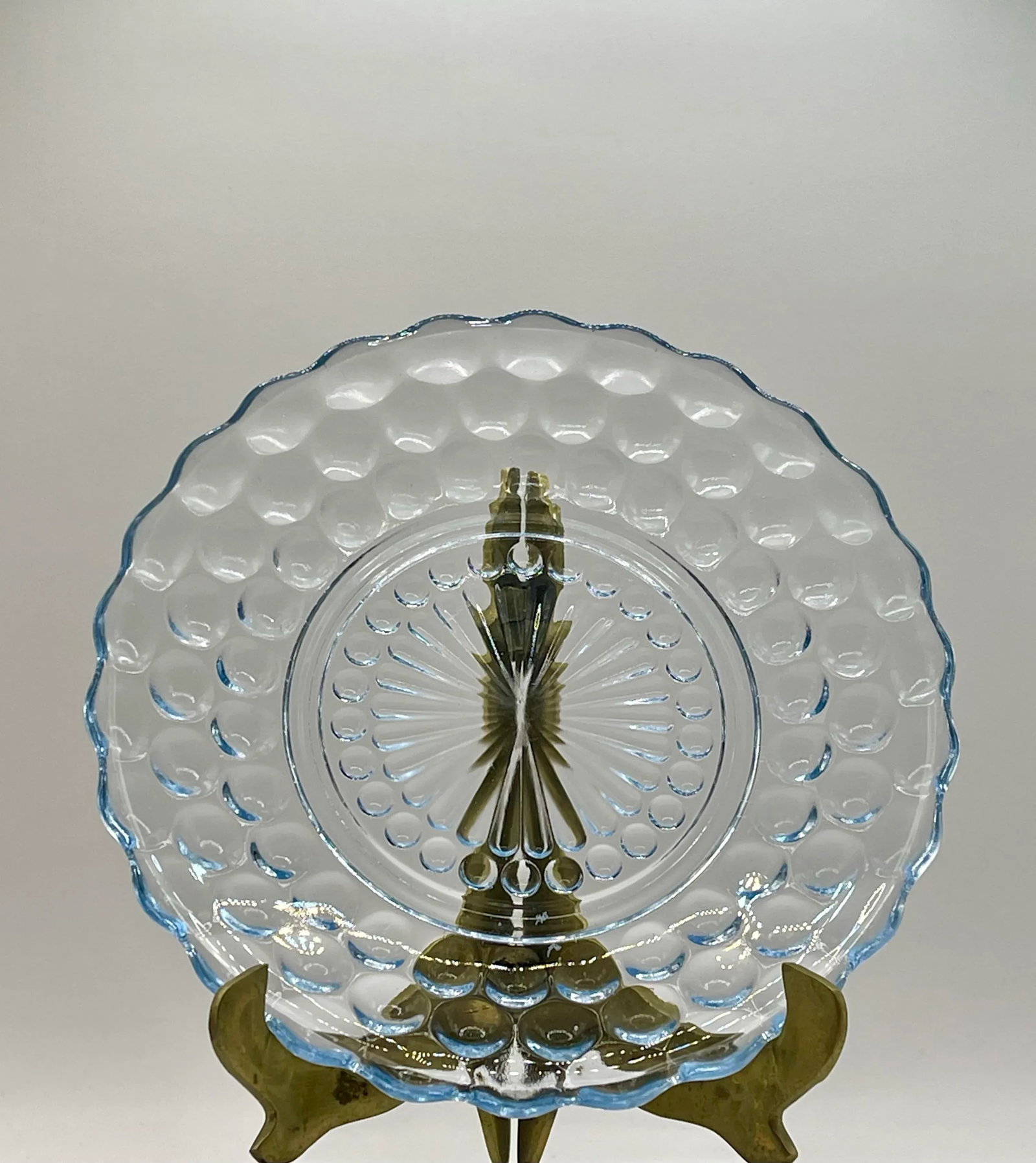 1930s Pale Blue Bubble Dessert Plates- Set of 5 - 2