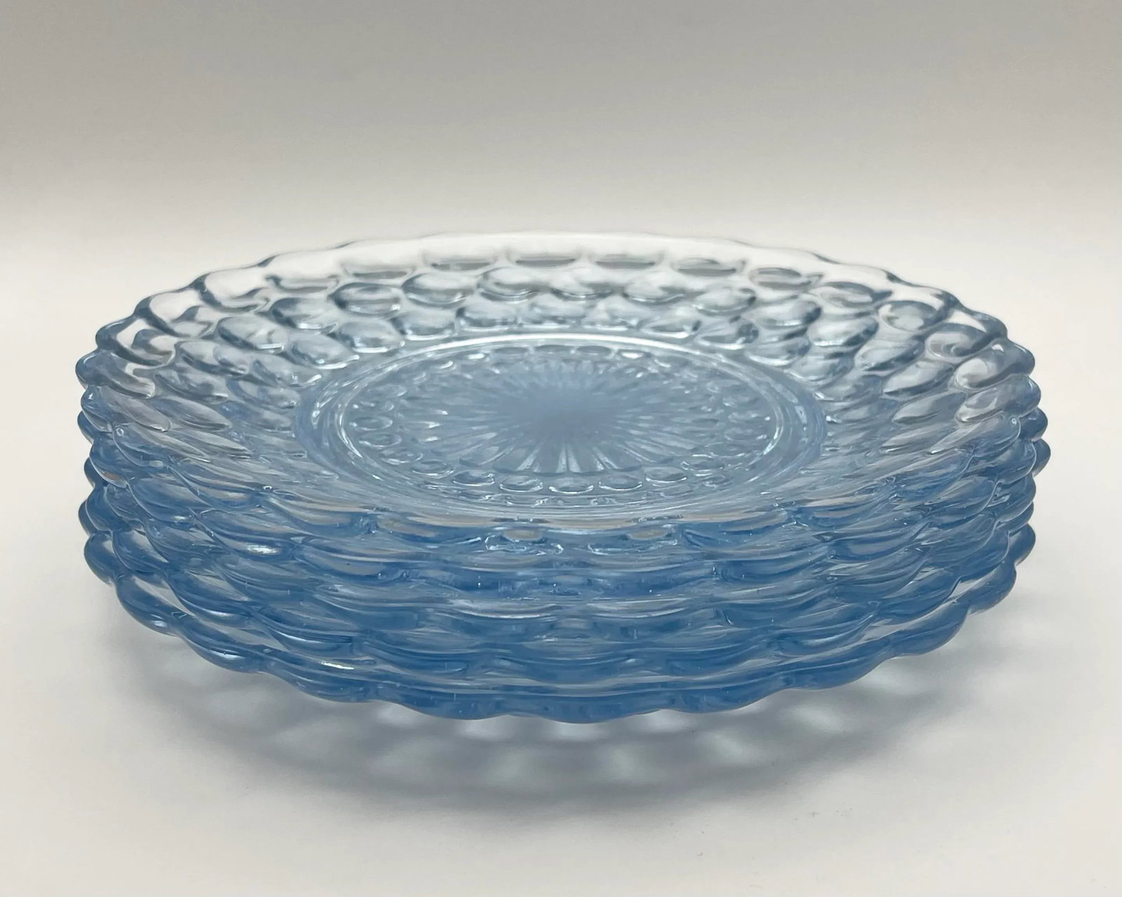 1930s Pale Blue Bubble Dessert Plates- Set of 5 - 3