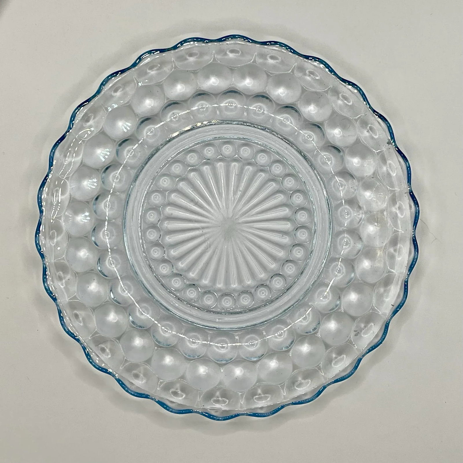 1930s Pale Blue Bubble Dessert Plates- Set of 5 - 4