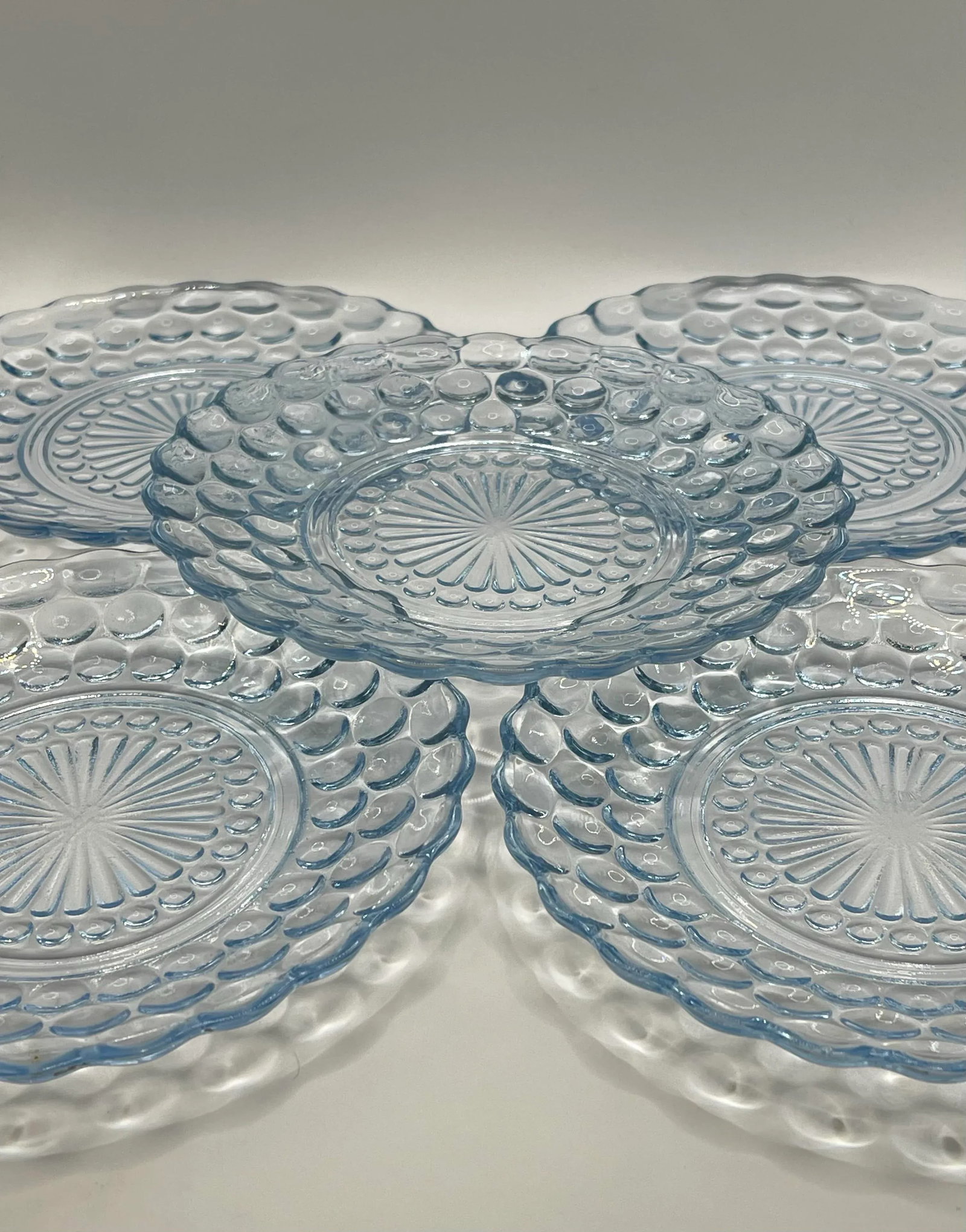 1930s Pale Blue Bubble Dessert Plates- Set of 5 - 5