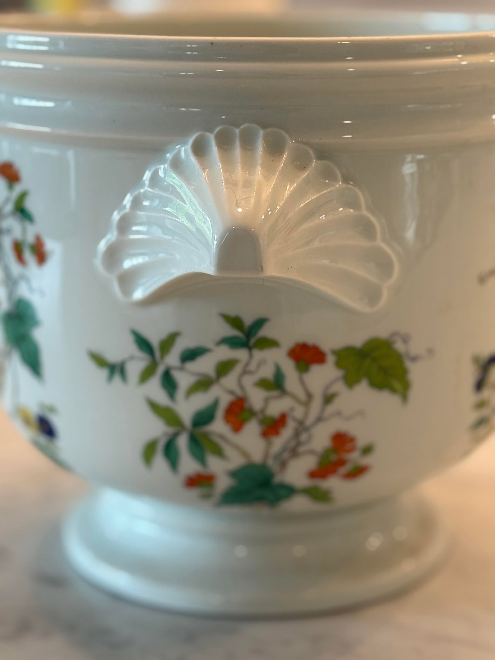 1970s Royale Limoges France "Paradis Bleu" Cachepot - 2