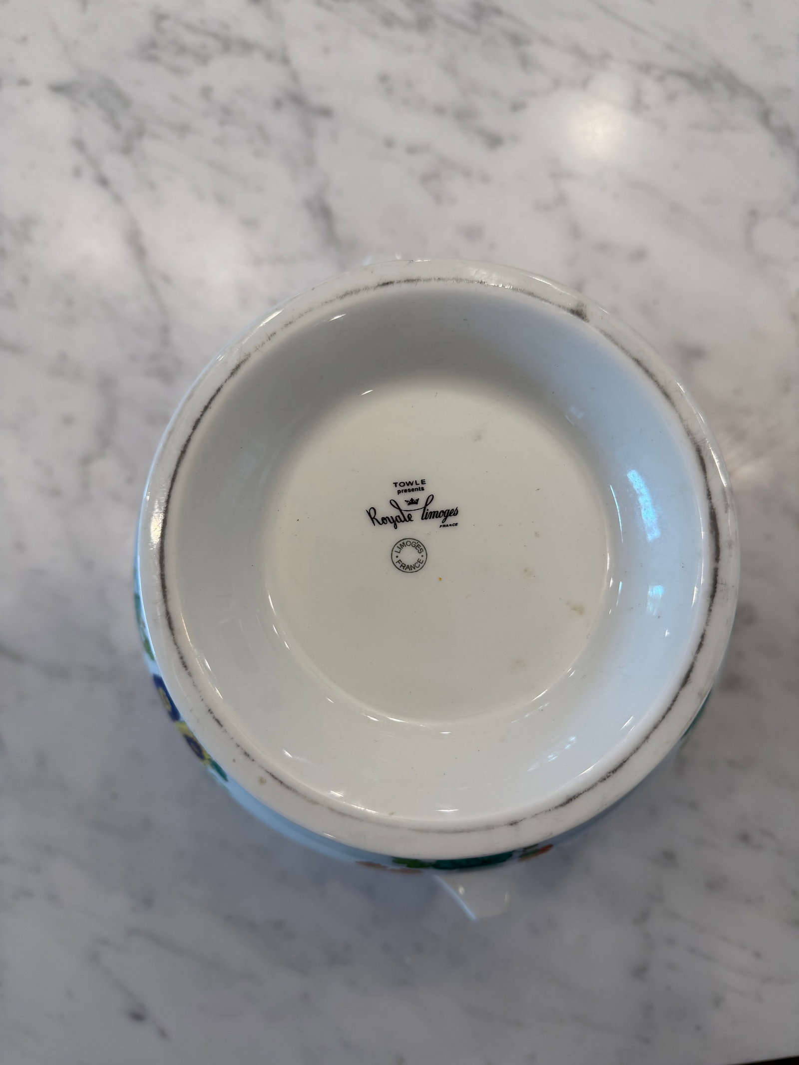1970s Royale Limoges France "Paradis Bleu" Cachepot - 7