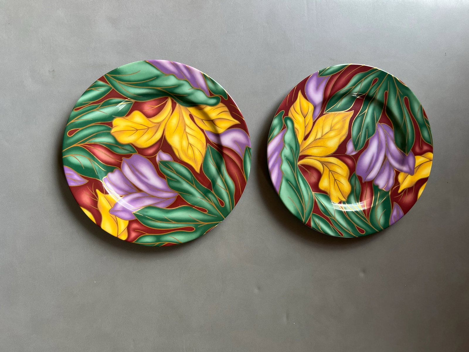 Vintage Fitz and Floyd Tropical Pattern Bread Plates- A Pair - 2