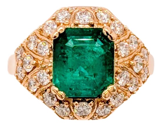 Gia Certified 2.0cts Colombian Emerald Diamond Ring in 14k Gold | Em 9X7mm, Size 6.75: An extraordinary ring showcases a GIA certified 2.00-carat Colombian emerald with an exquisite emerald cut measuring 9x7mm. Known for their rich, deep green color, Colombian emeralds are considered