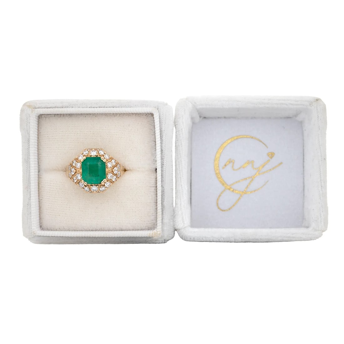 Gia Certified 2.0cts Colombian Emerald Diamond Ring in 14k Gold | Em 9X7mm, Size 6.75 - 4