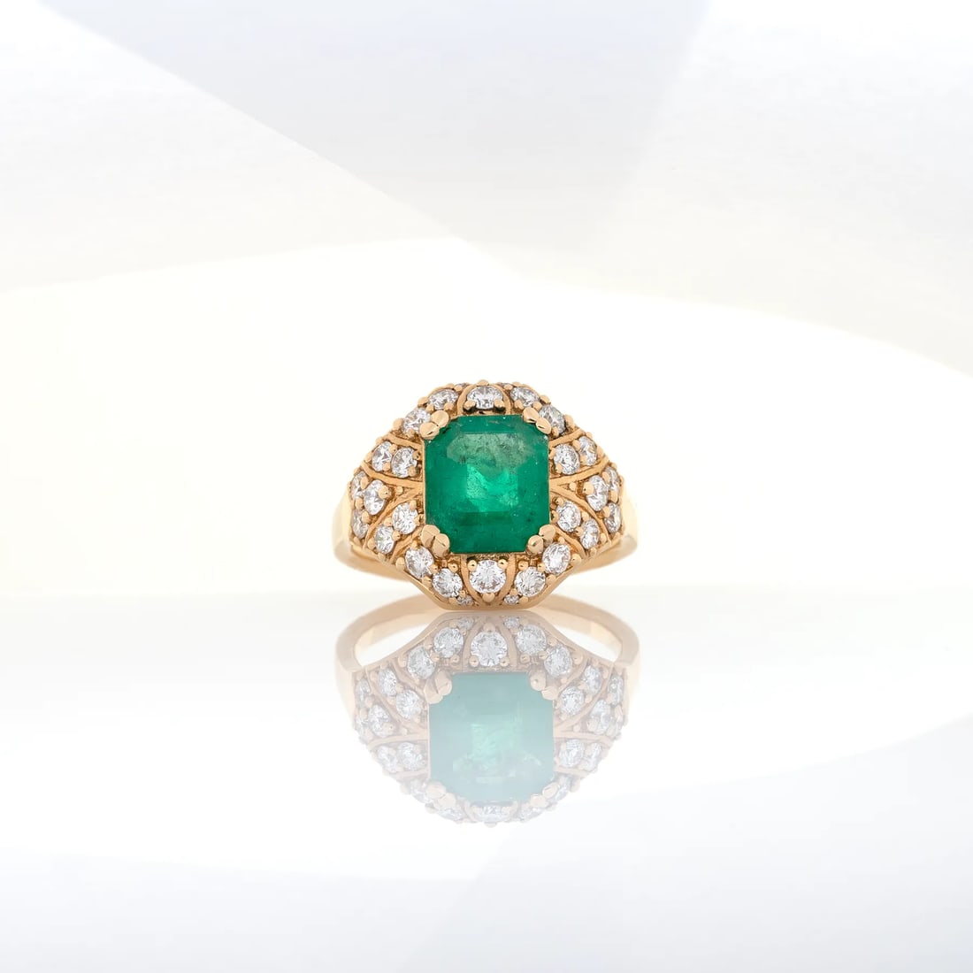 Gia Certified 2.0cts Colombian Emerald Diamond Ring in 14k Gold | Em 9X7mm, Size 6.75 - 5