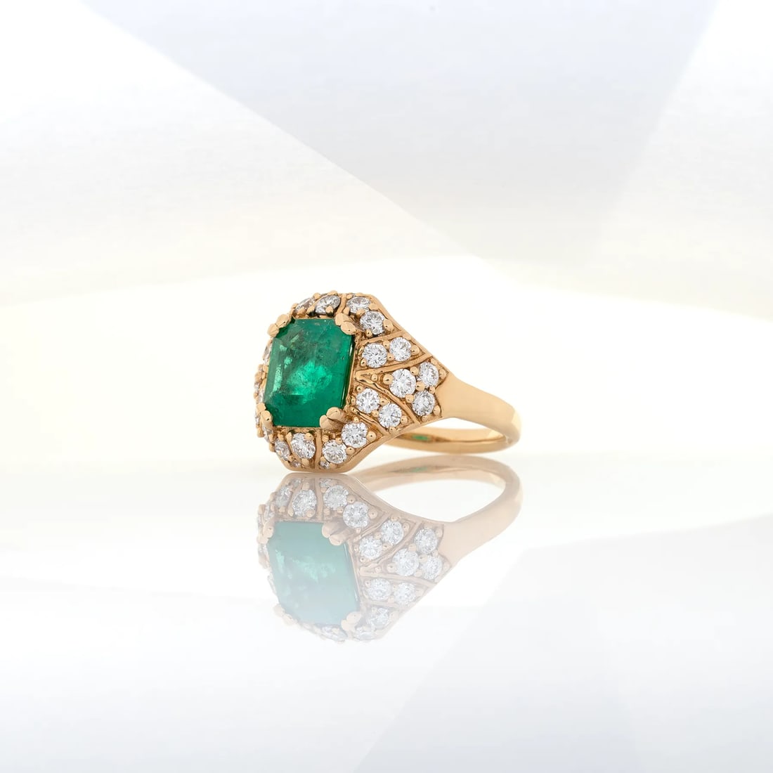 Gia Certified 2.0cts Colombian Emerald Diamond Ring in 14k Gold | Em 9X7mm, Size 6.75 - 6