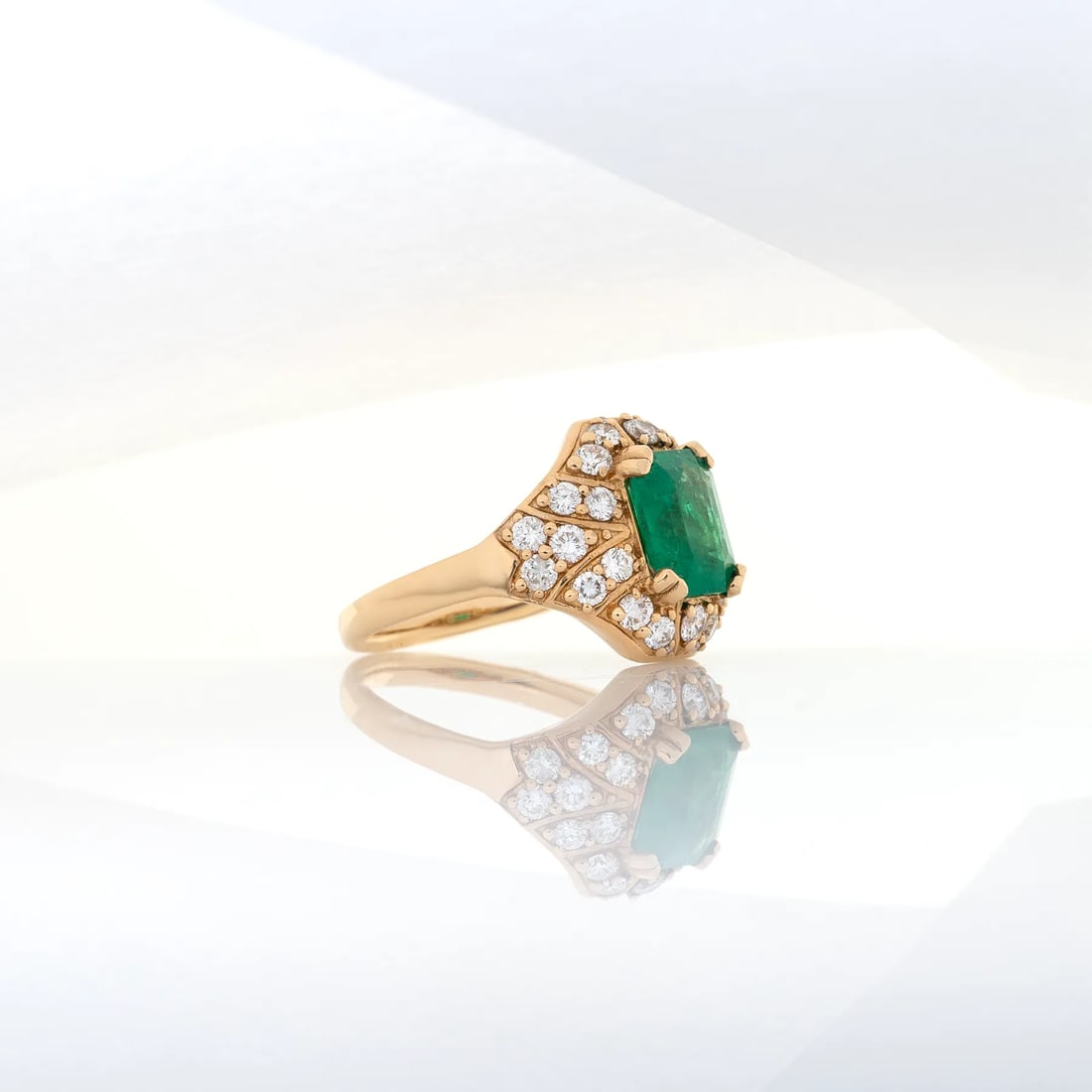 Gia Certified 2.0cts Colombian Emerald Diamond Ring in 14k Gold | Em 9X7mm, Size 6.75 - 7