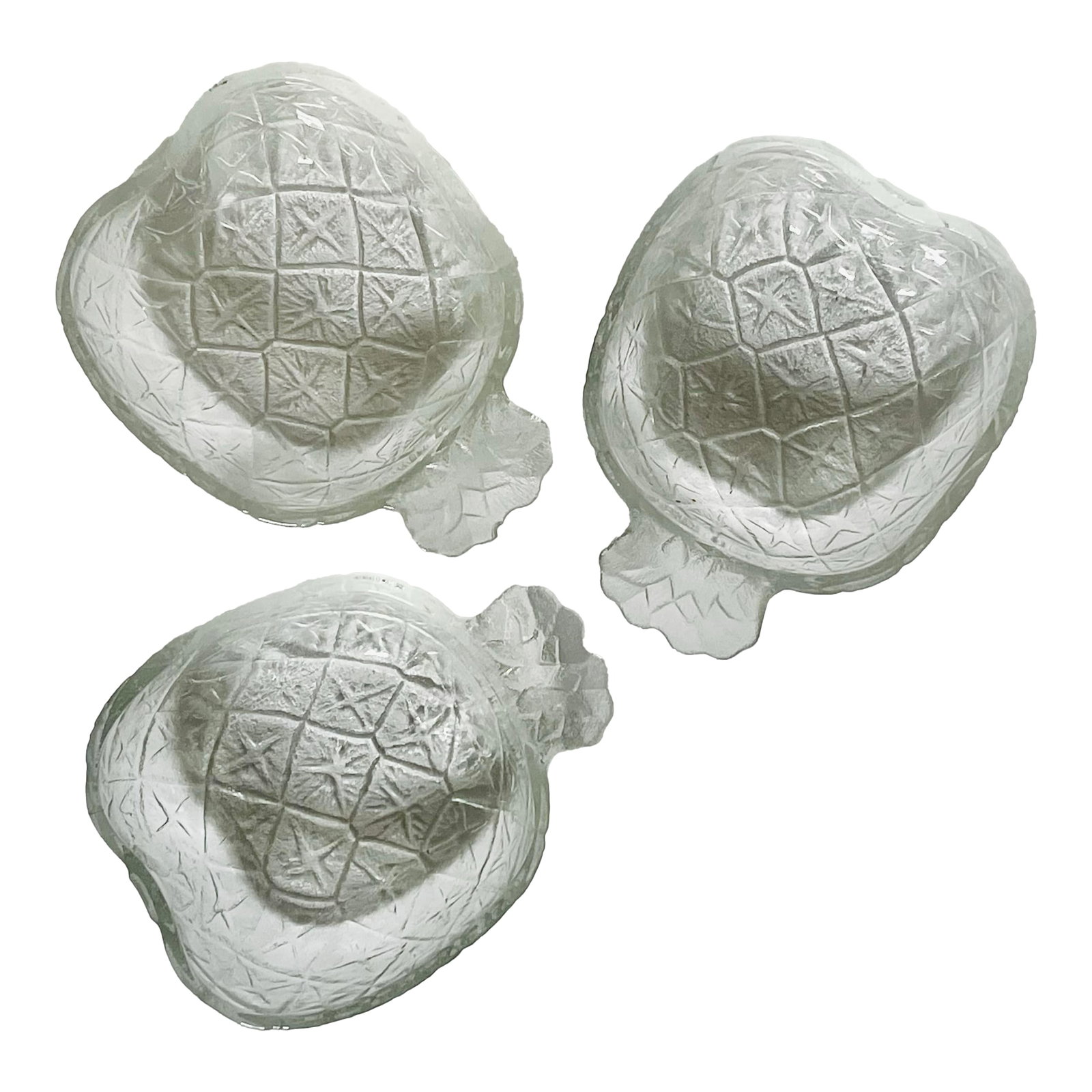 Vintage Glass Pineapple Dishes- Set of 3: A set of three pressed glass dishes in the shape of pineapples with stems as handles. Ships within 1-2 days using USPS. All items packed with care. Please contact us with any questions. Arrives