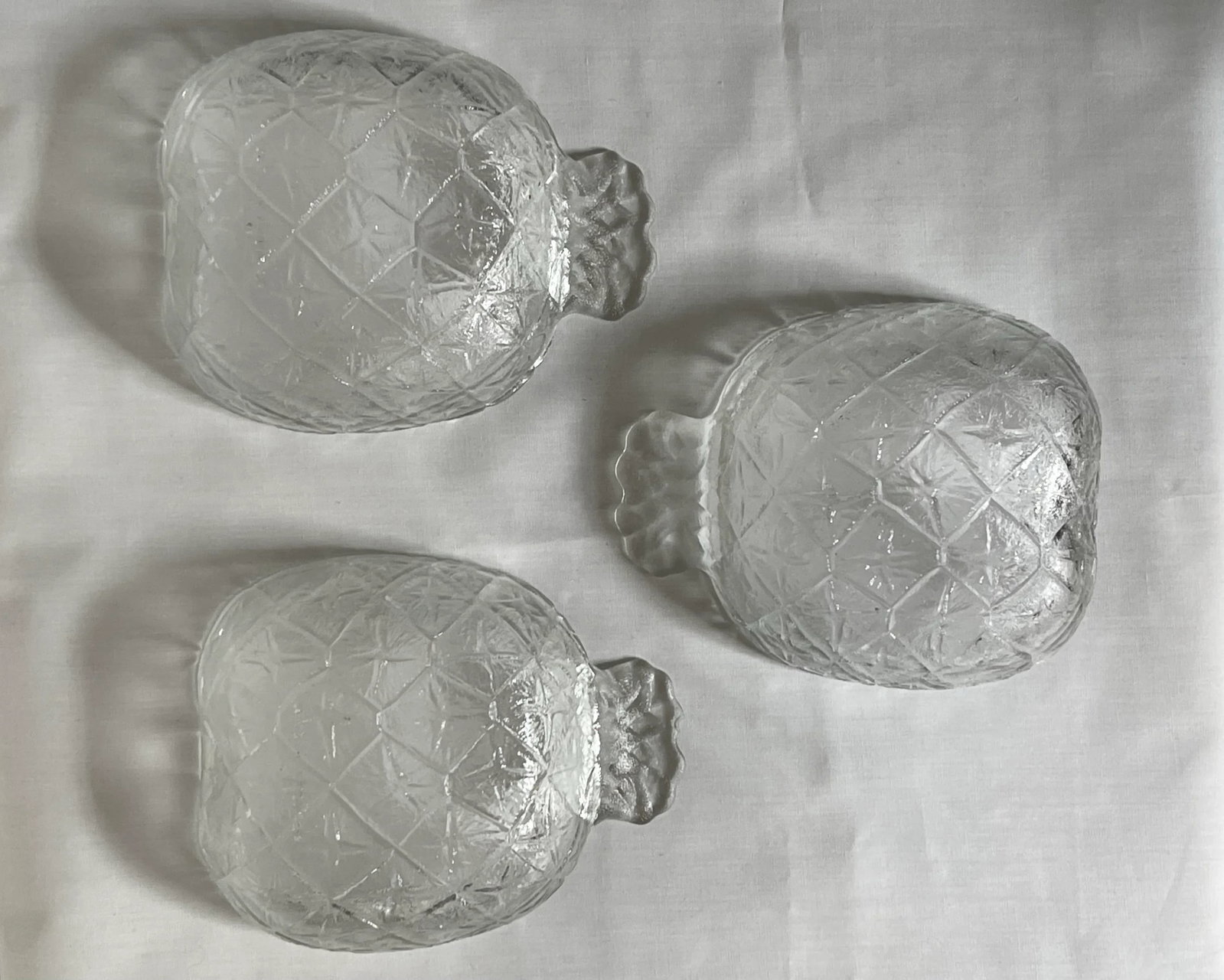 Vintage Glass Pineapple Dishes- Set of 3 - 4