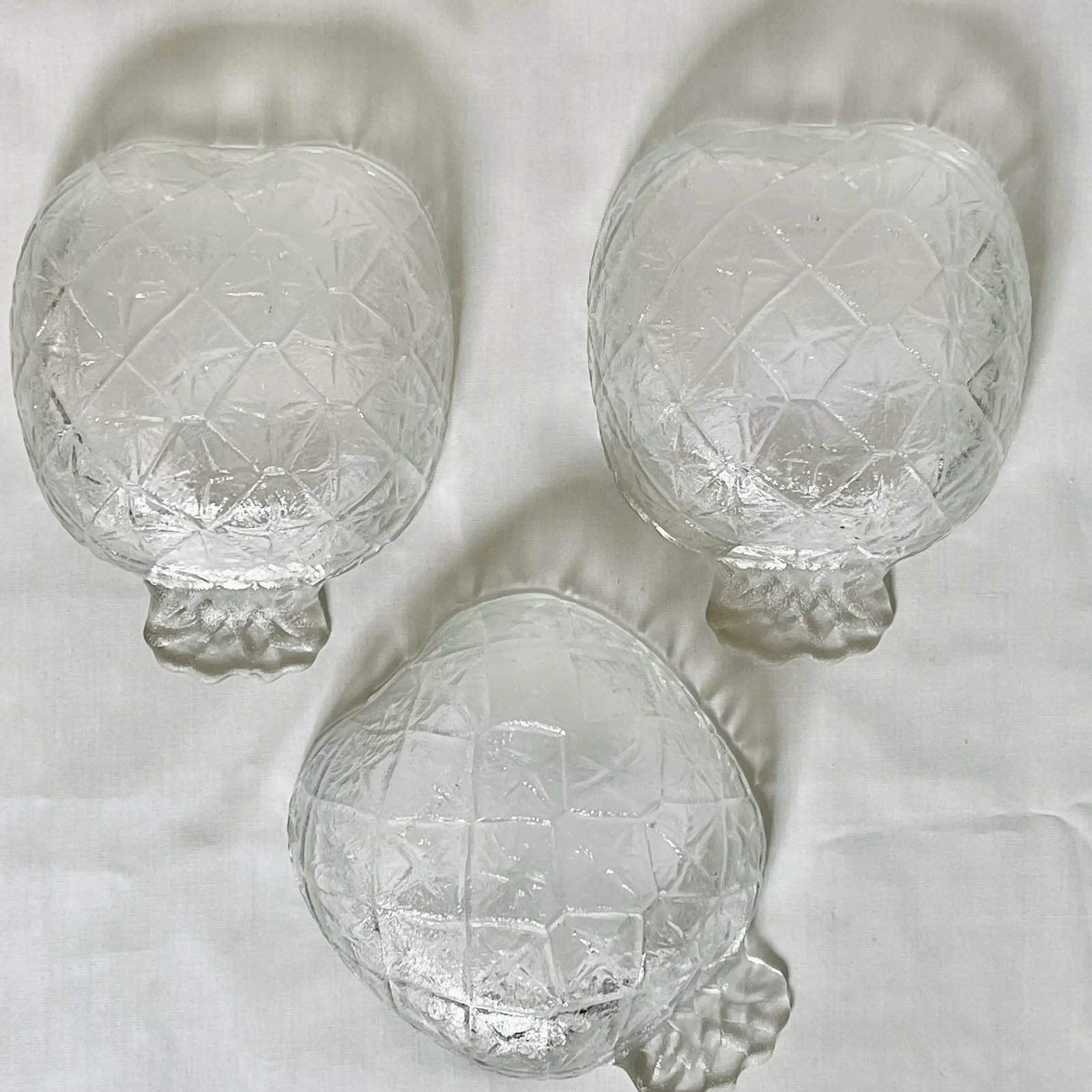 Vintage Glass Pineapple Dishes- Set of 3 - 5